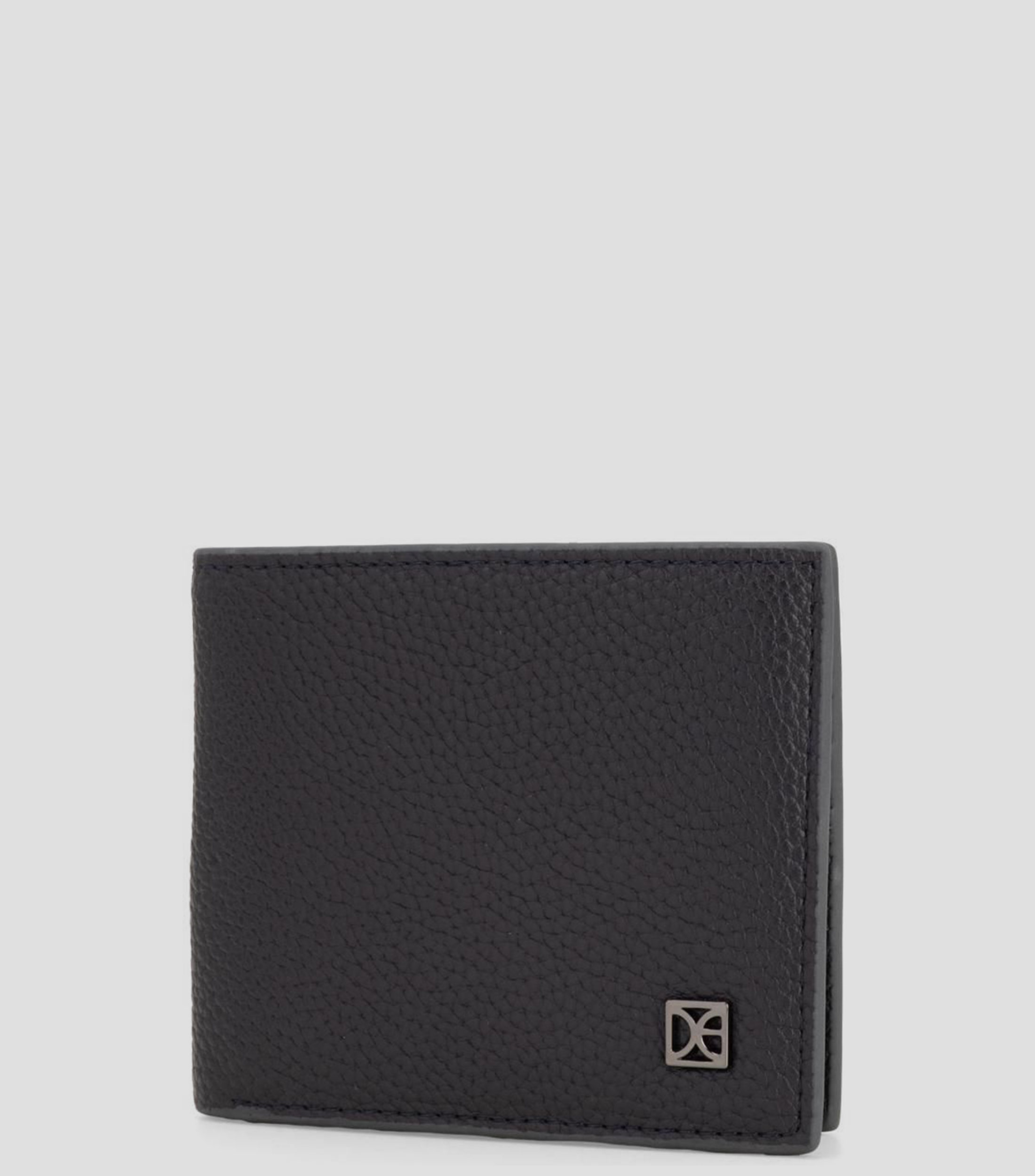 Cartera bifold en piel granulada Hombre