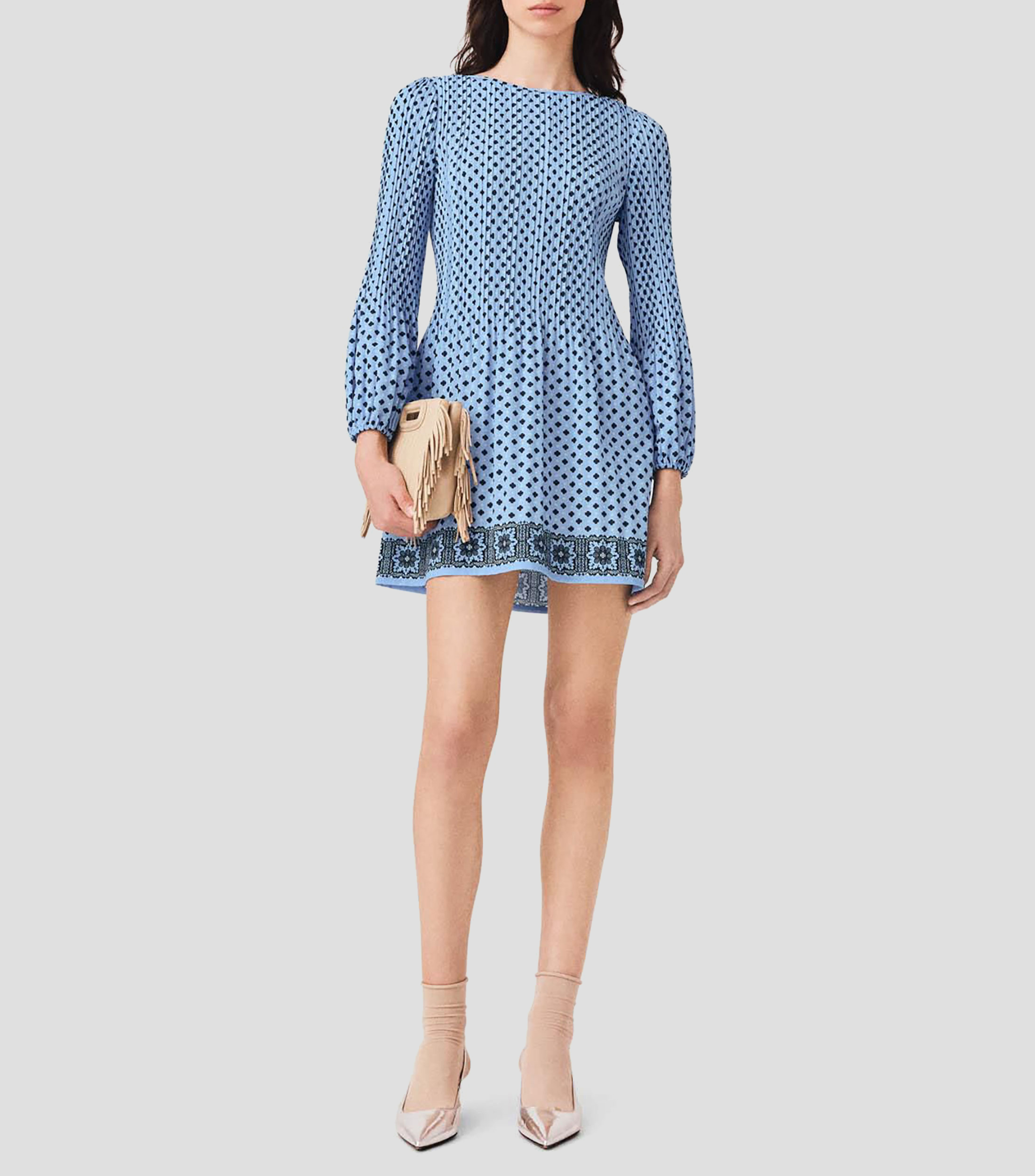 Vestido corto maga larga, diseño polkadots Mujer