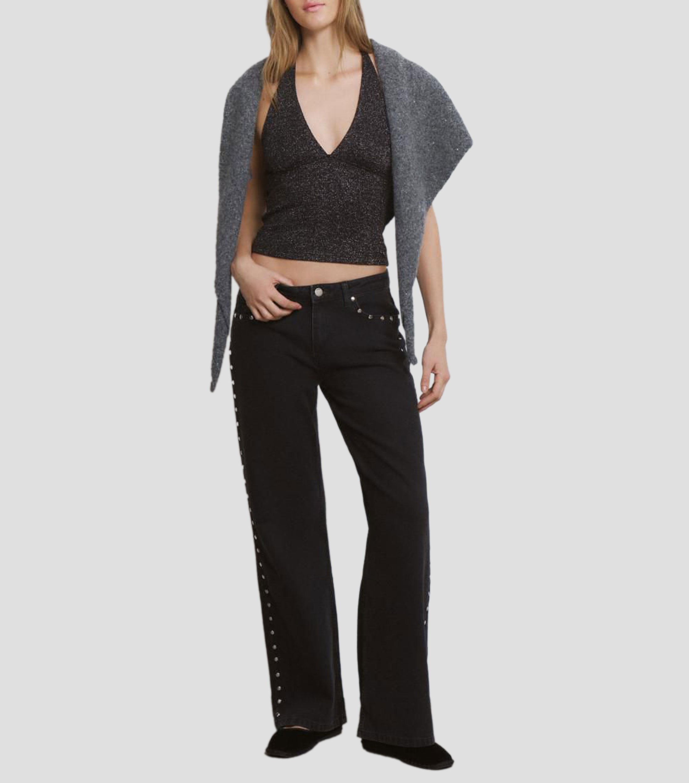 Blusa lisa sin mangas Mujer