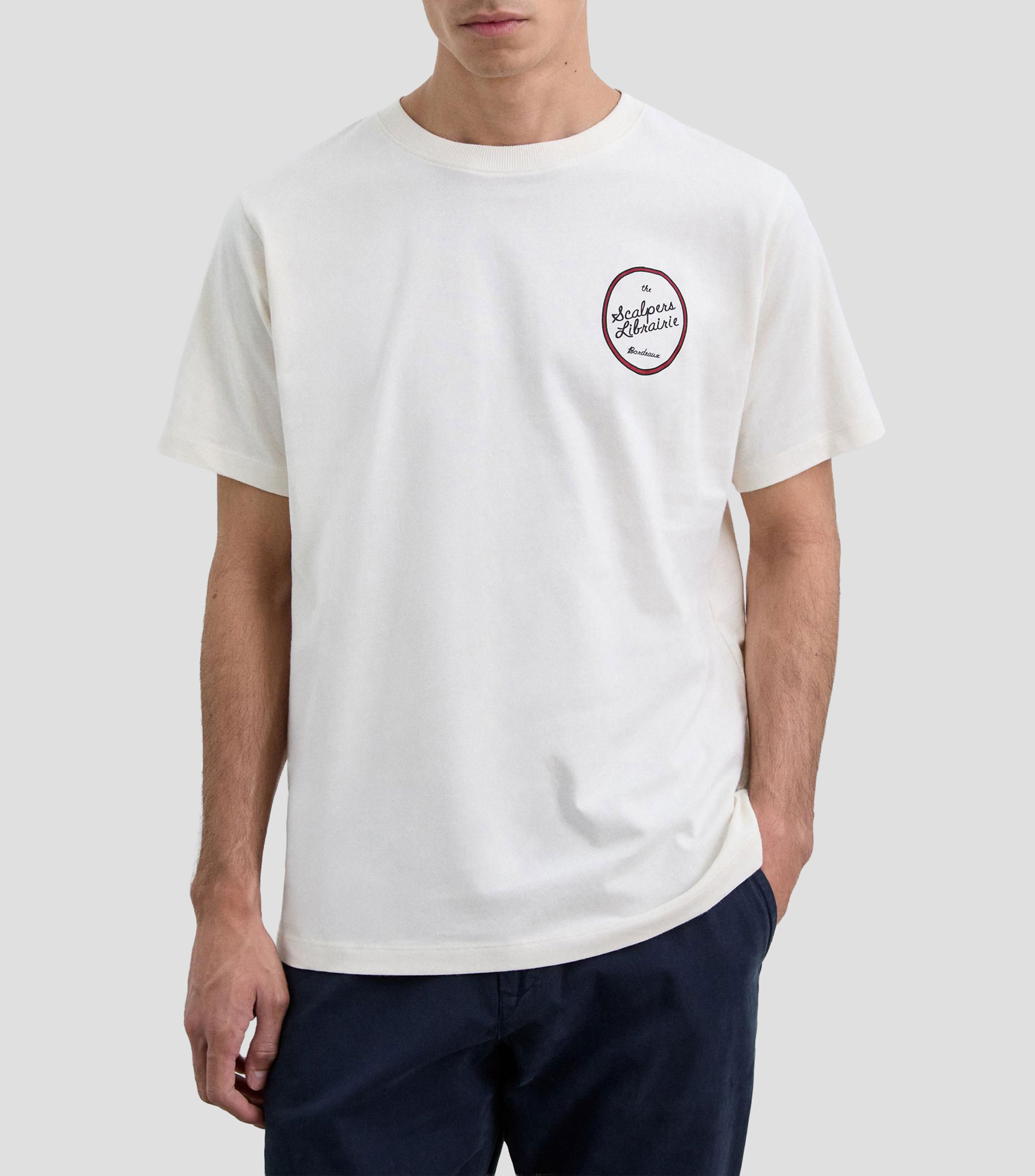 Playera de cuello redondo con manga corta estampada Hombre