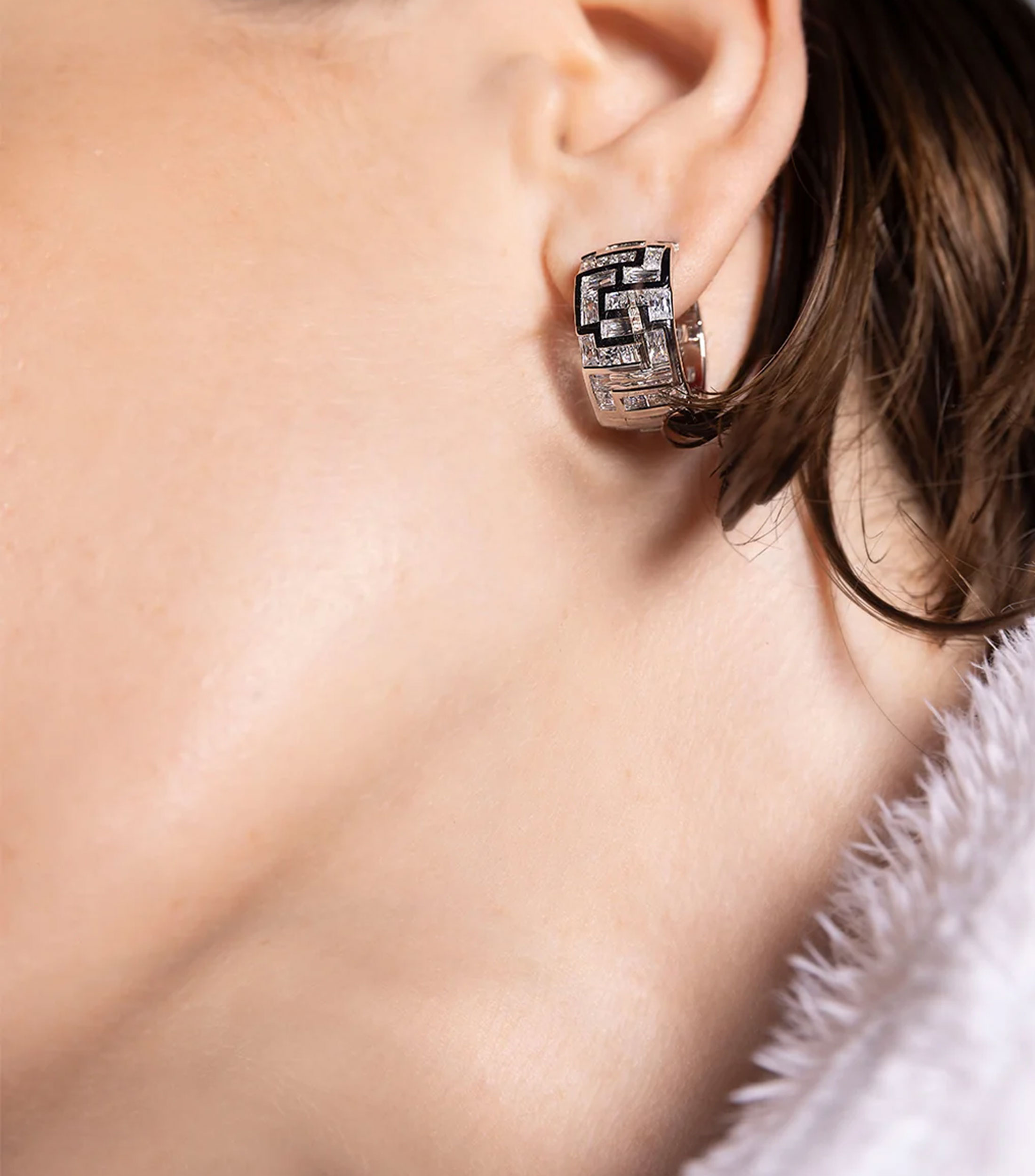 Aretes en plata con circonia cúbica Hiver Mujer