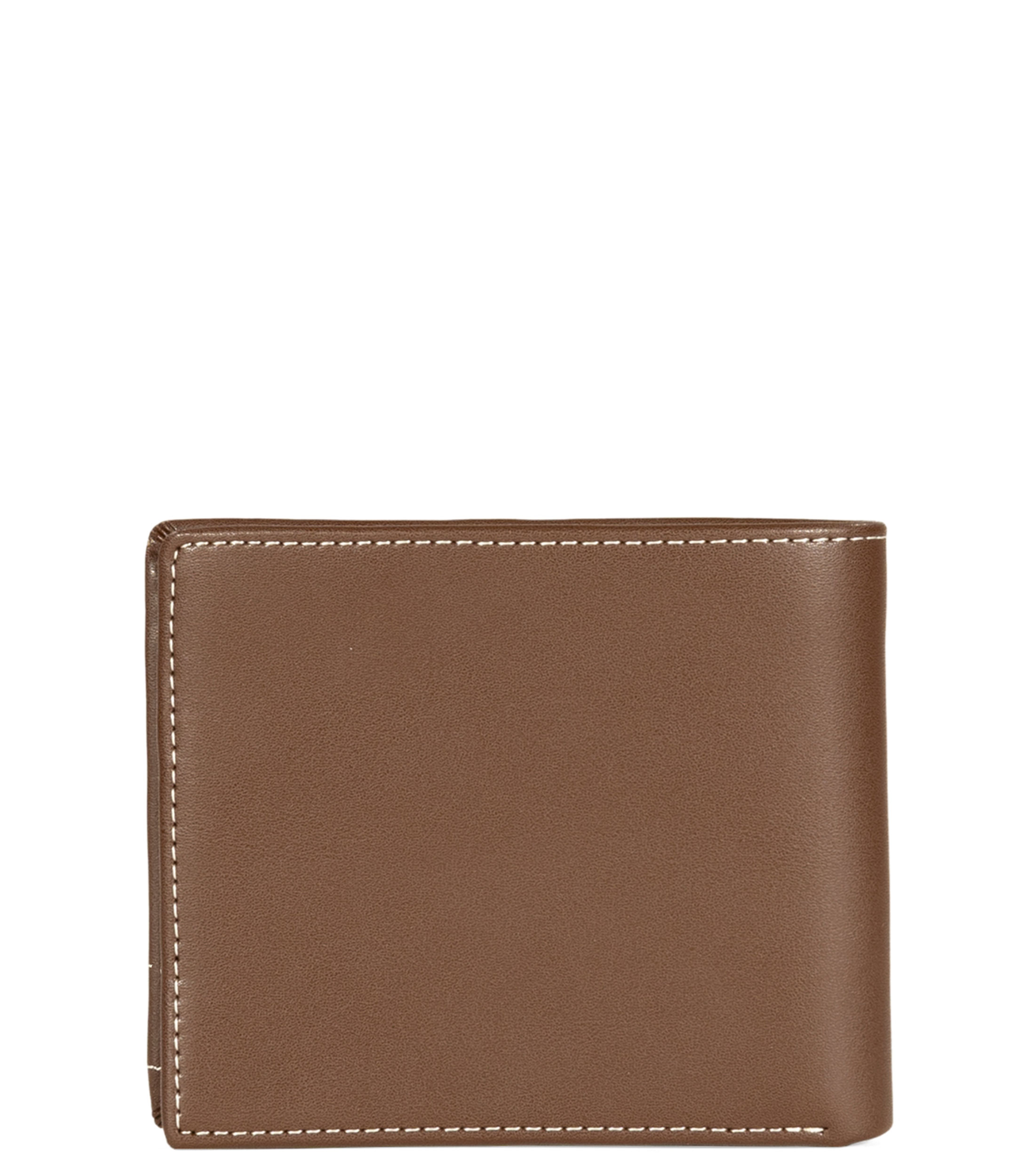 Cartera bifold café en piel lisa Hombre