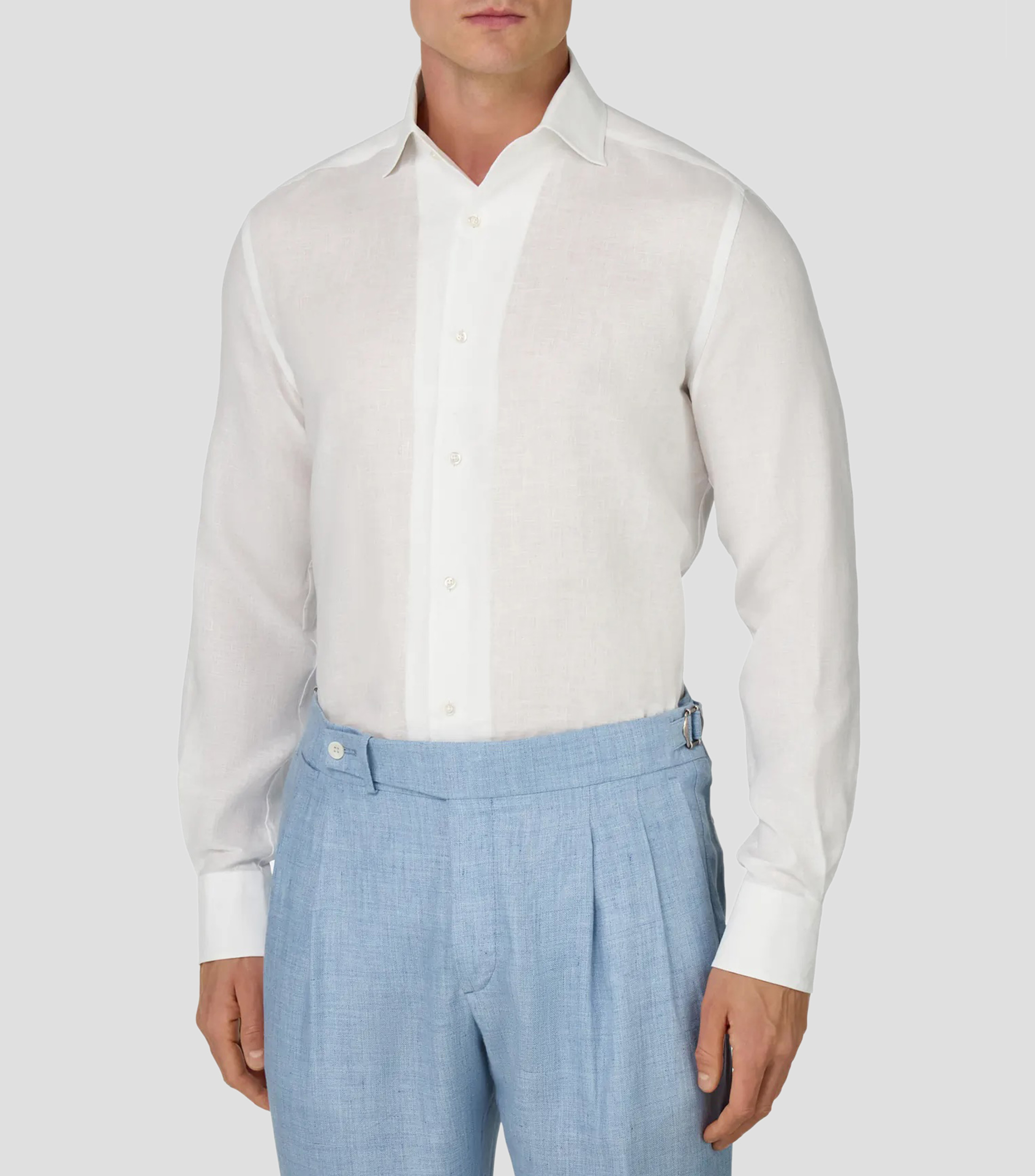 Camisa de vestir lisa de lino manga larga Hombre