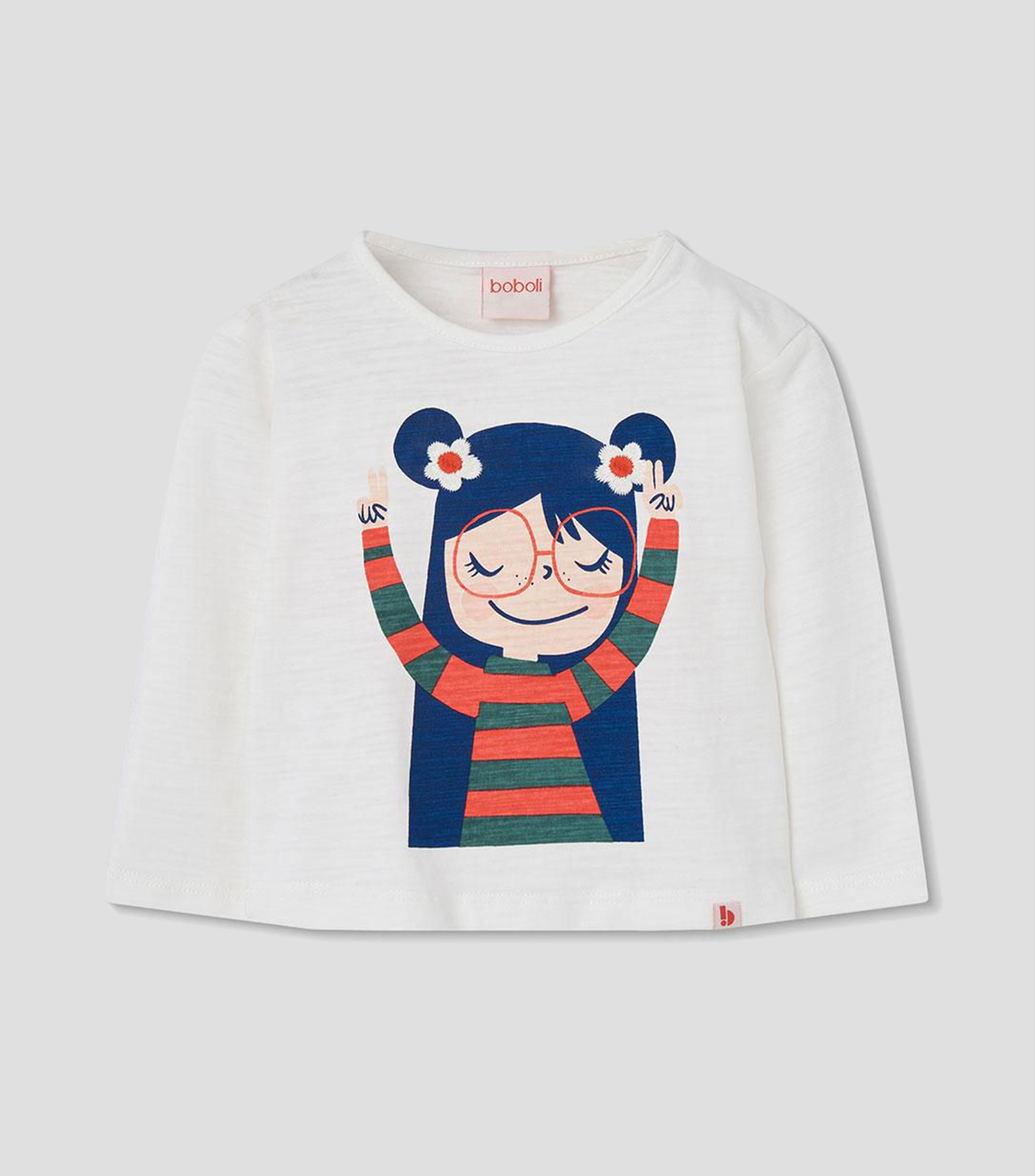 Playera de cuello redondo con manga larga estampada Bebé