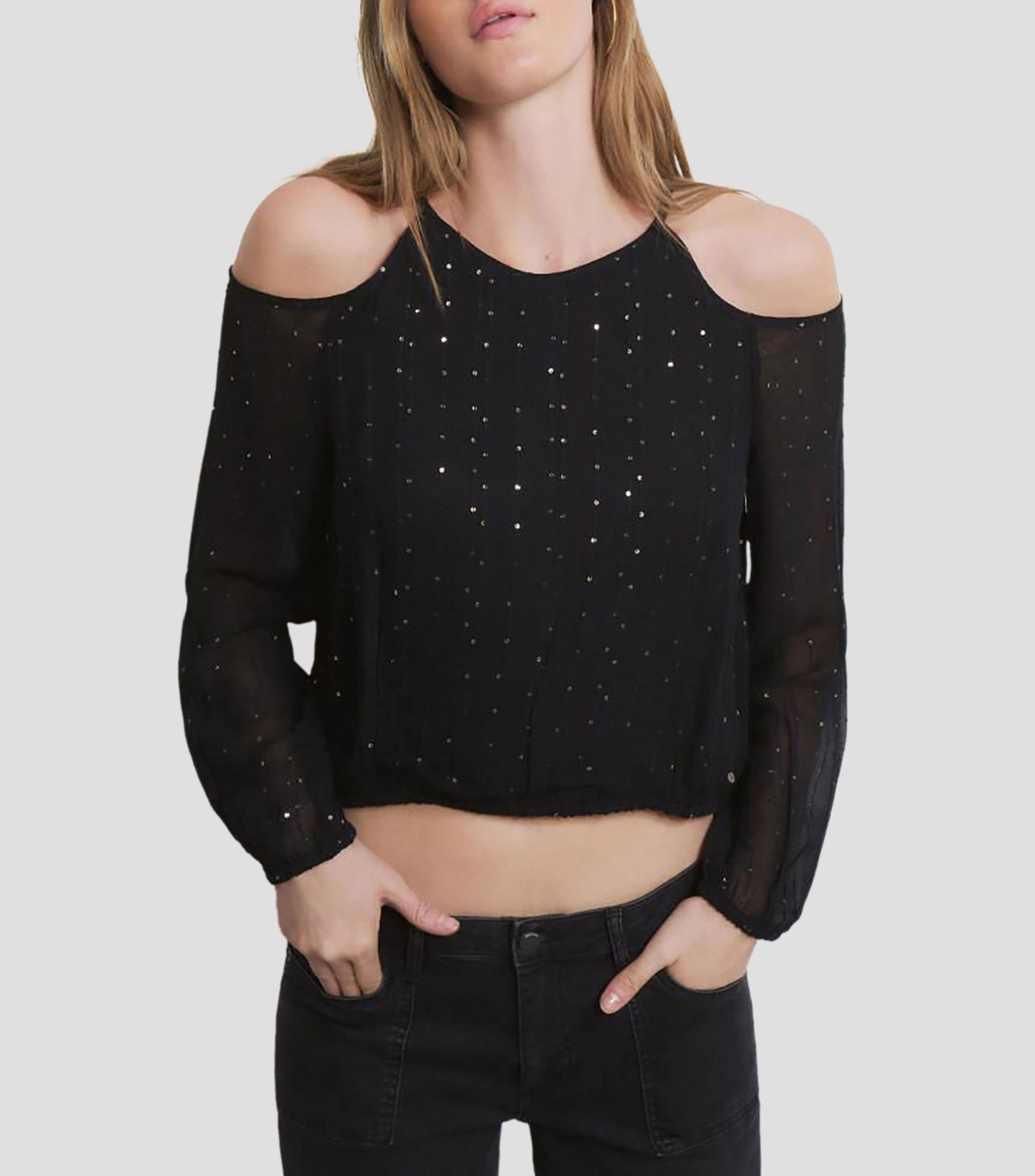 Blusa lisa manga larga Mujer