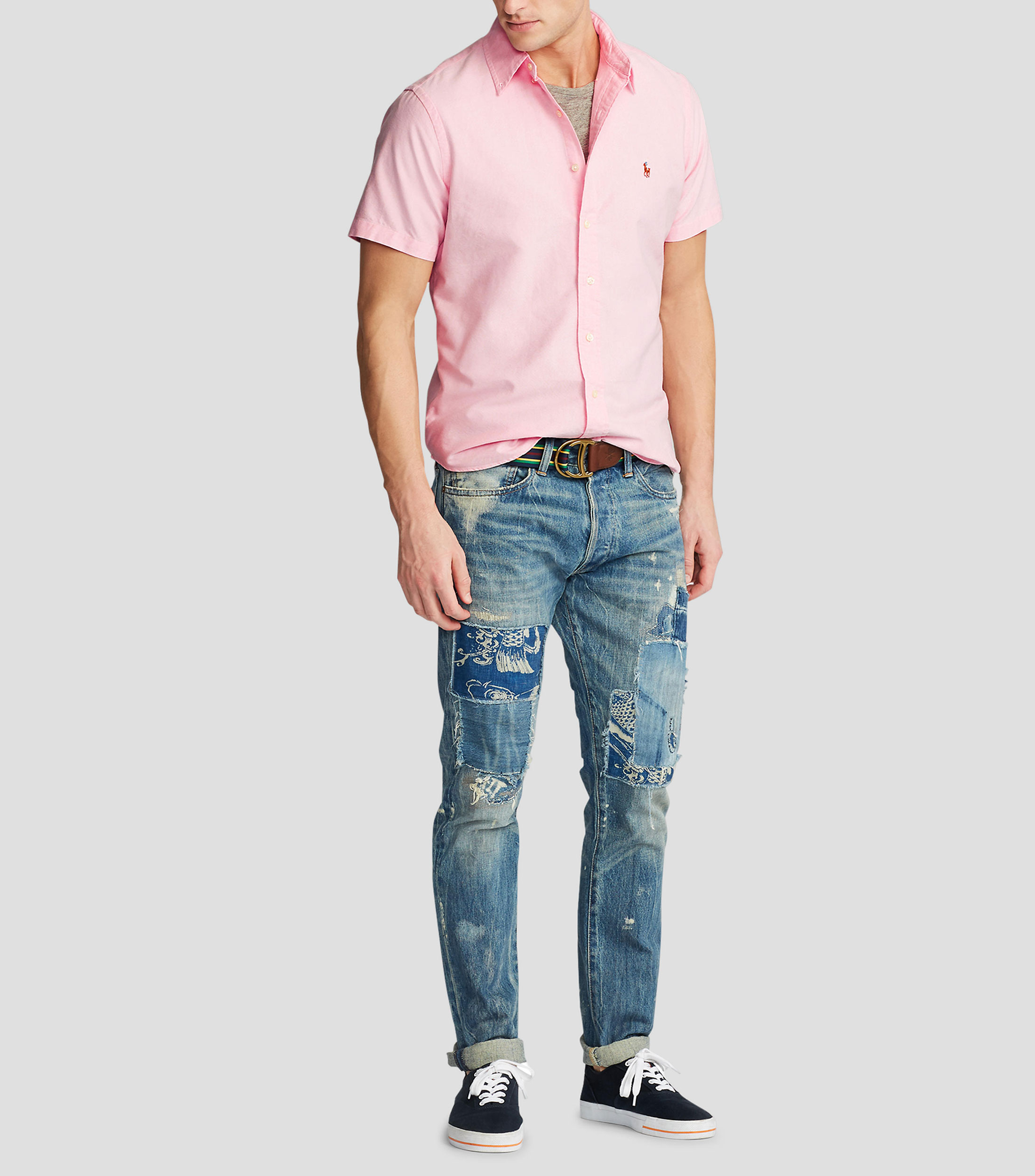 Camisa lisa manga corta Hombre