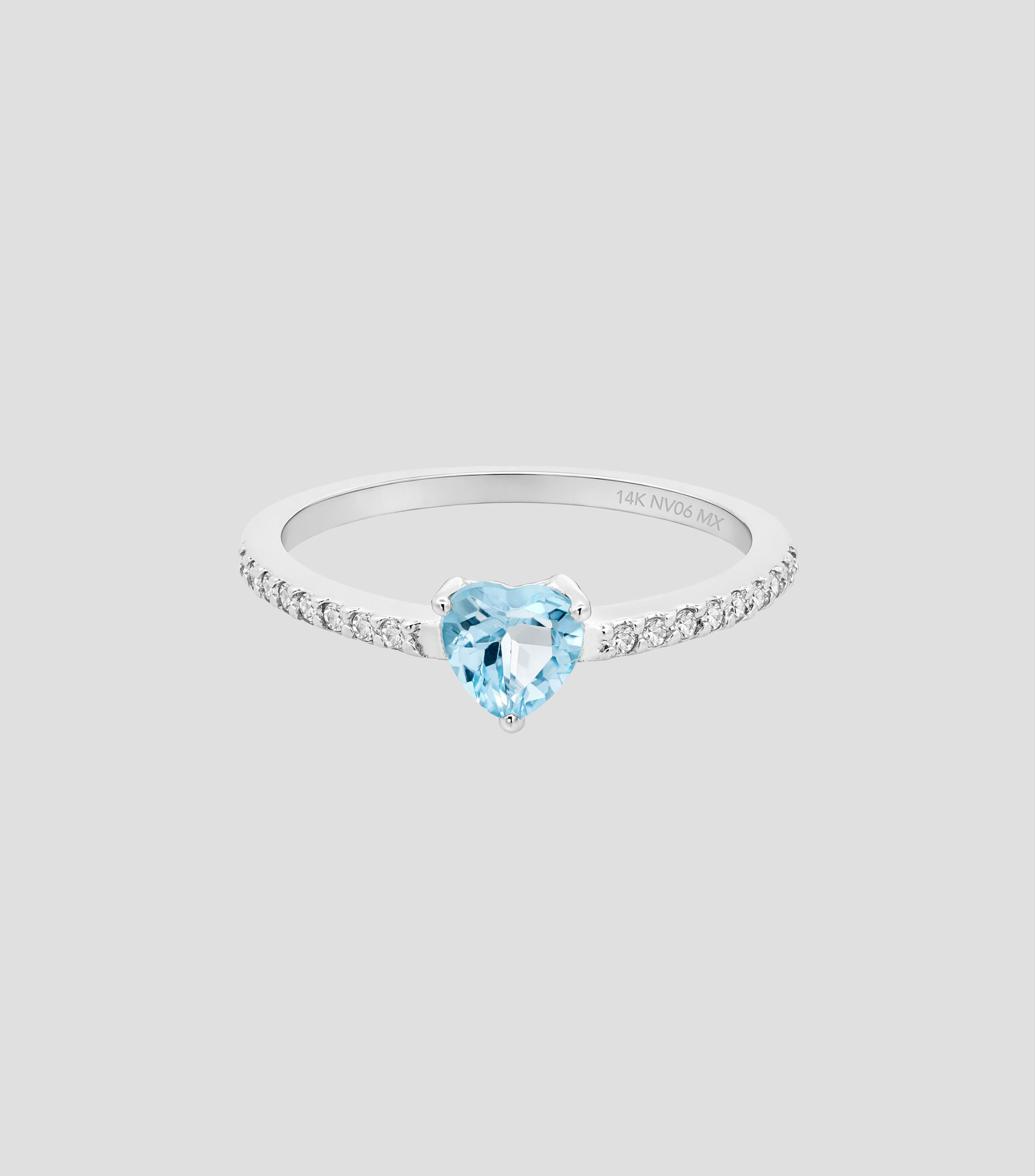 Anillo en Oro blanco de 14 Kilates con topacio y diamantes Mujer