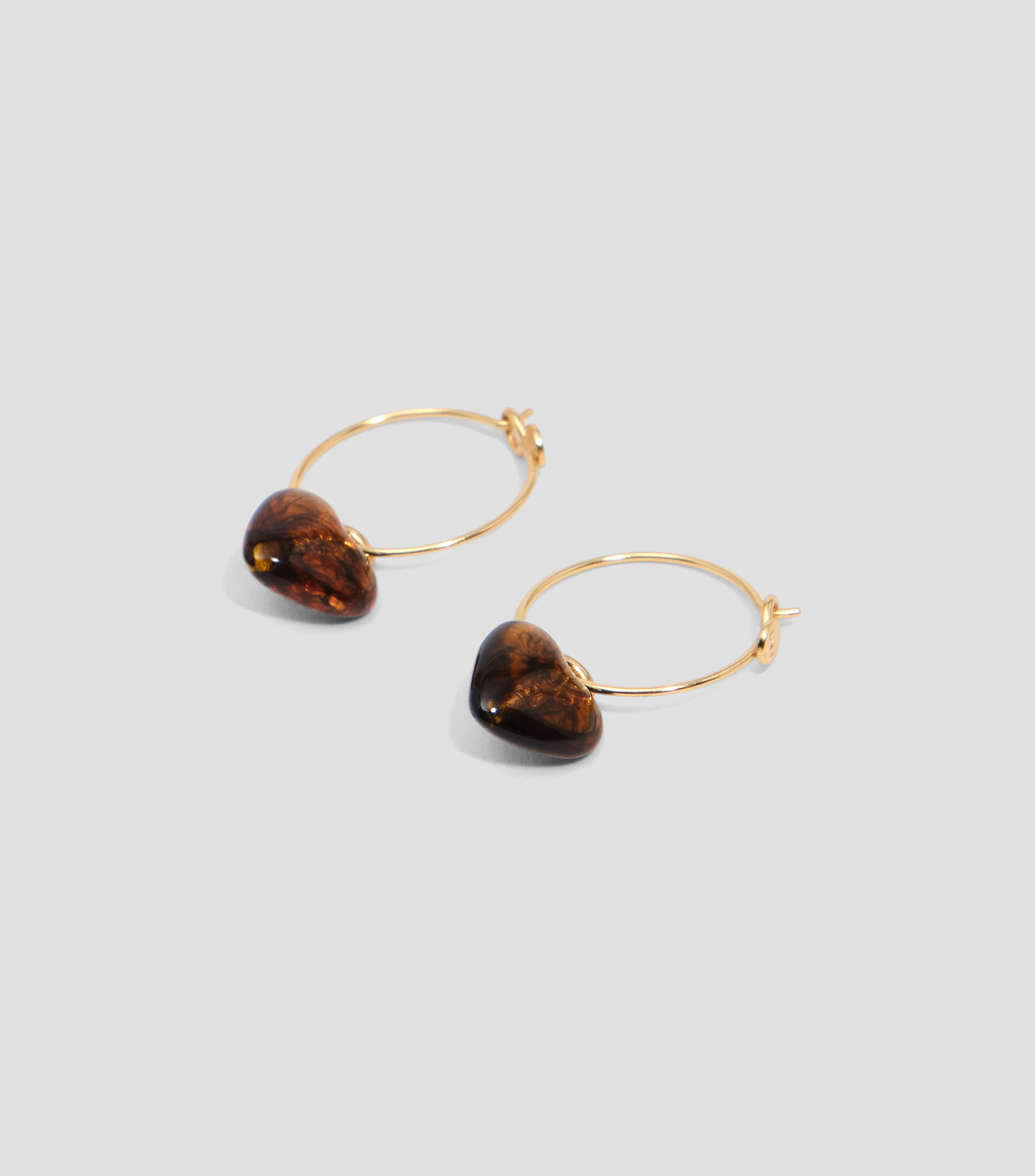 Aretes de aro corazón ámbar Mujer