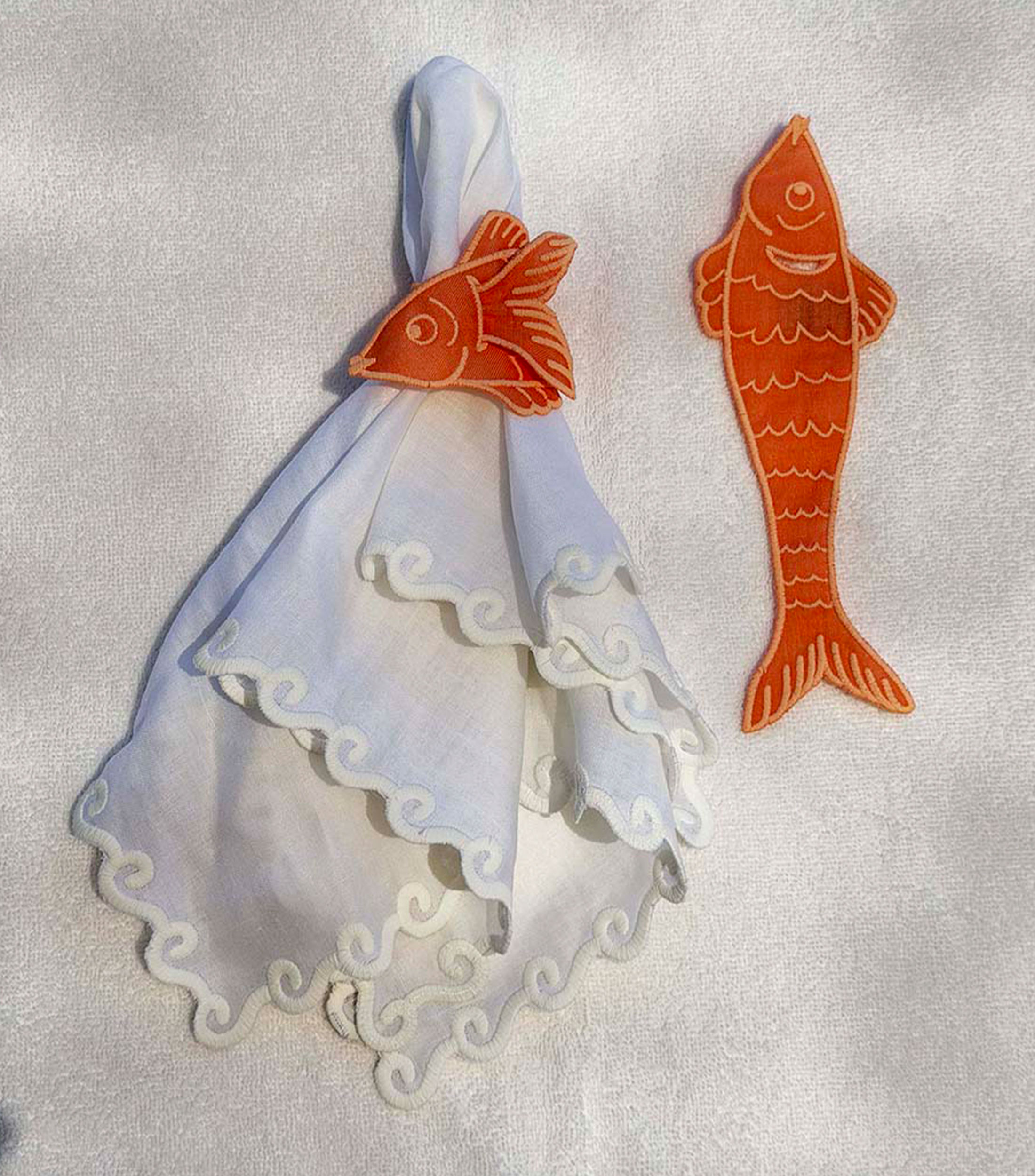 Set de 4 servilleteros de pez coral, La Mar
