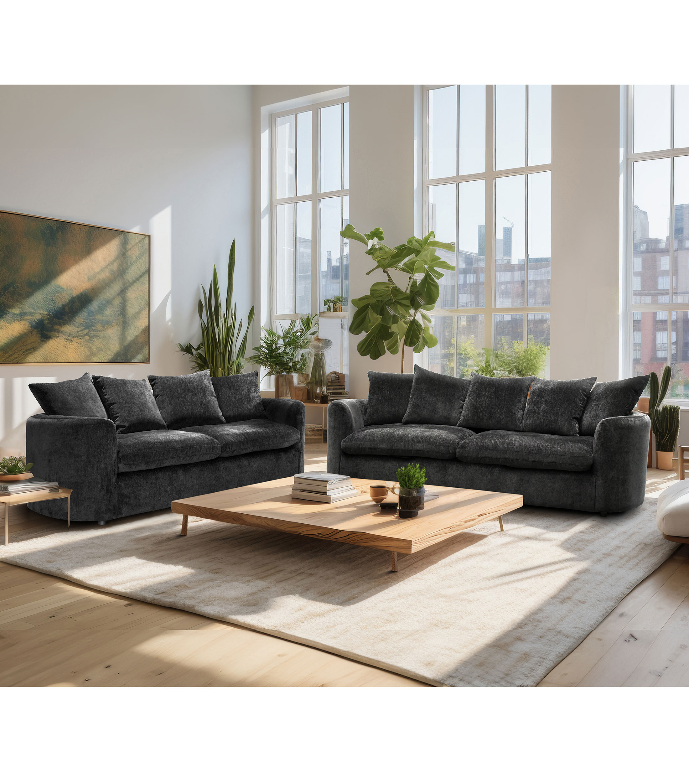 Love Seat en tela Bryg negro
