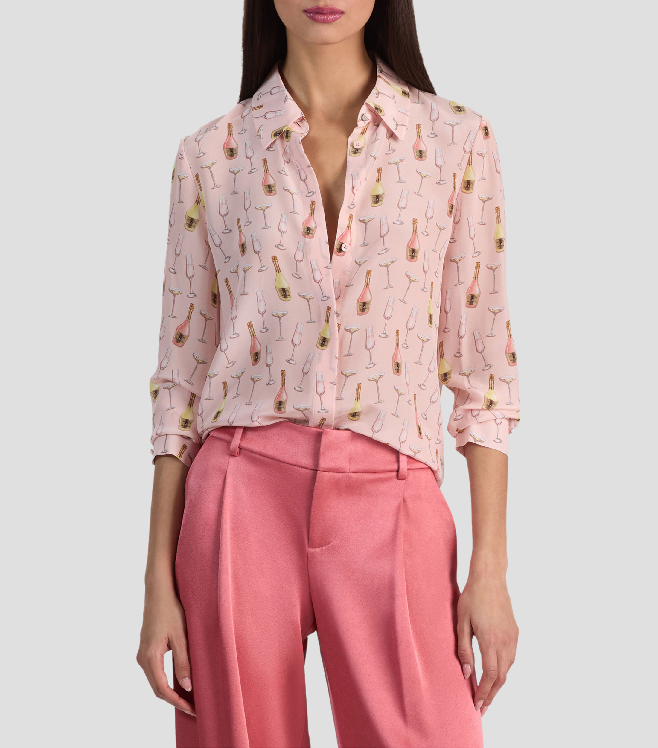 Camisa estampada con manga larga Mujer