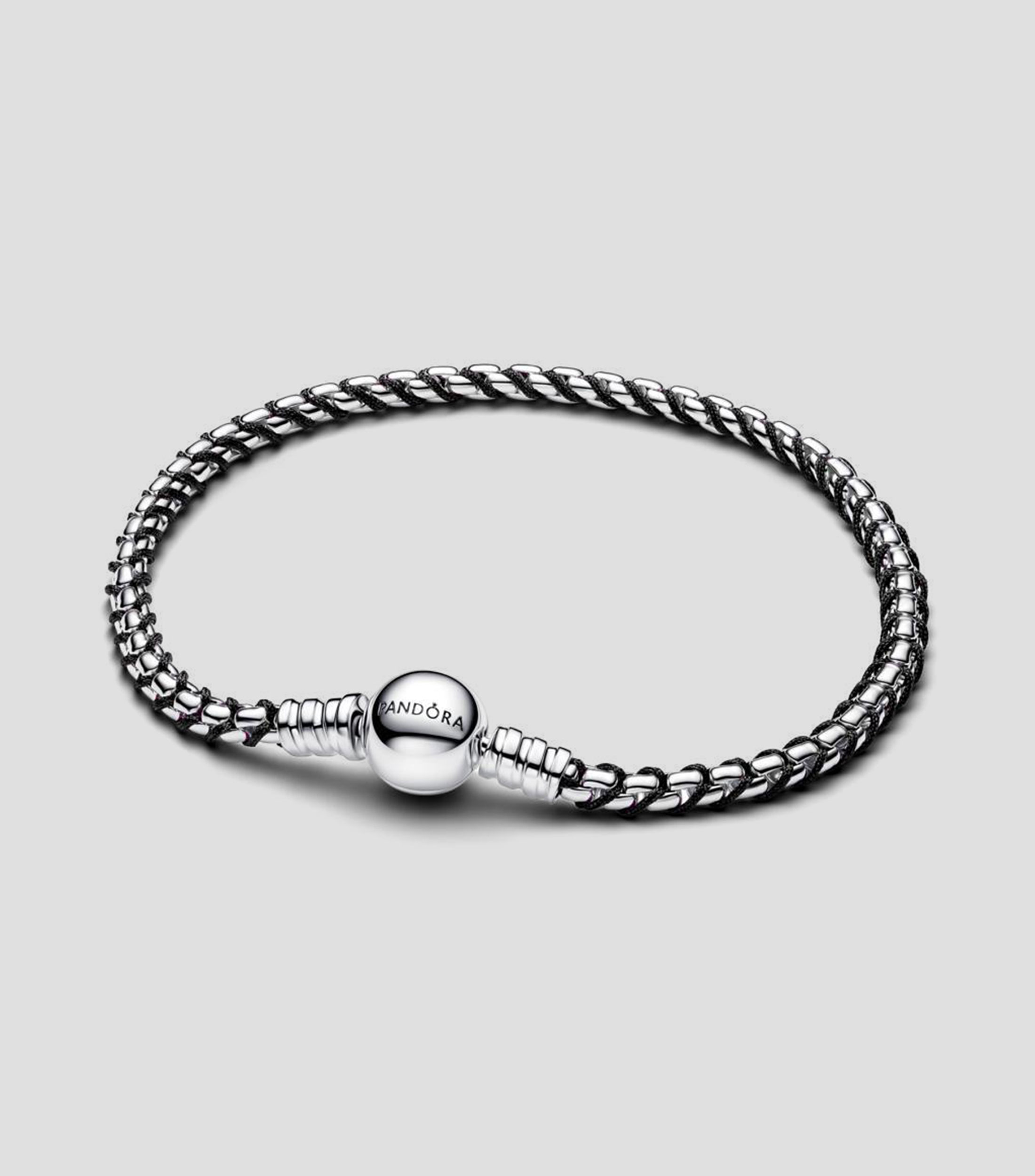 Brazalete en plata con cordón trenzado Mujer
