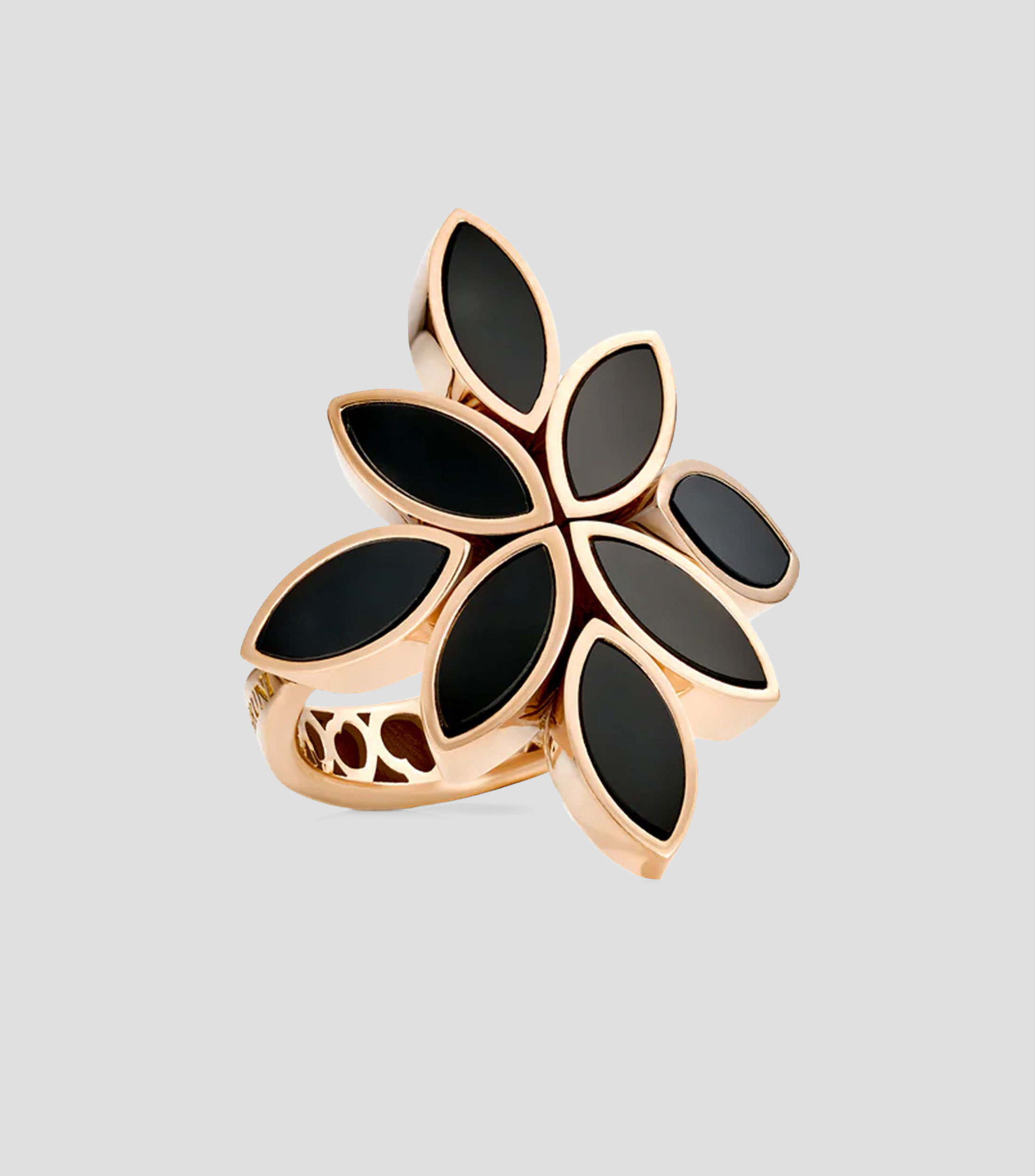 Anillo en Oro rosa de 18 Kilates Ghirlanda Loto Onix Mujer