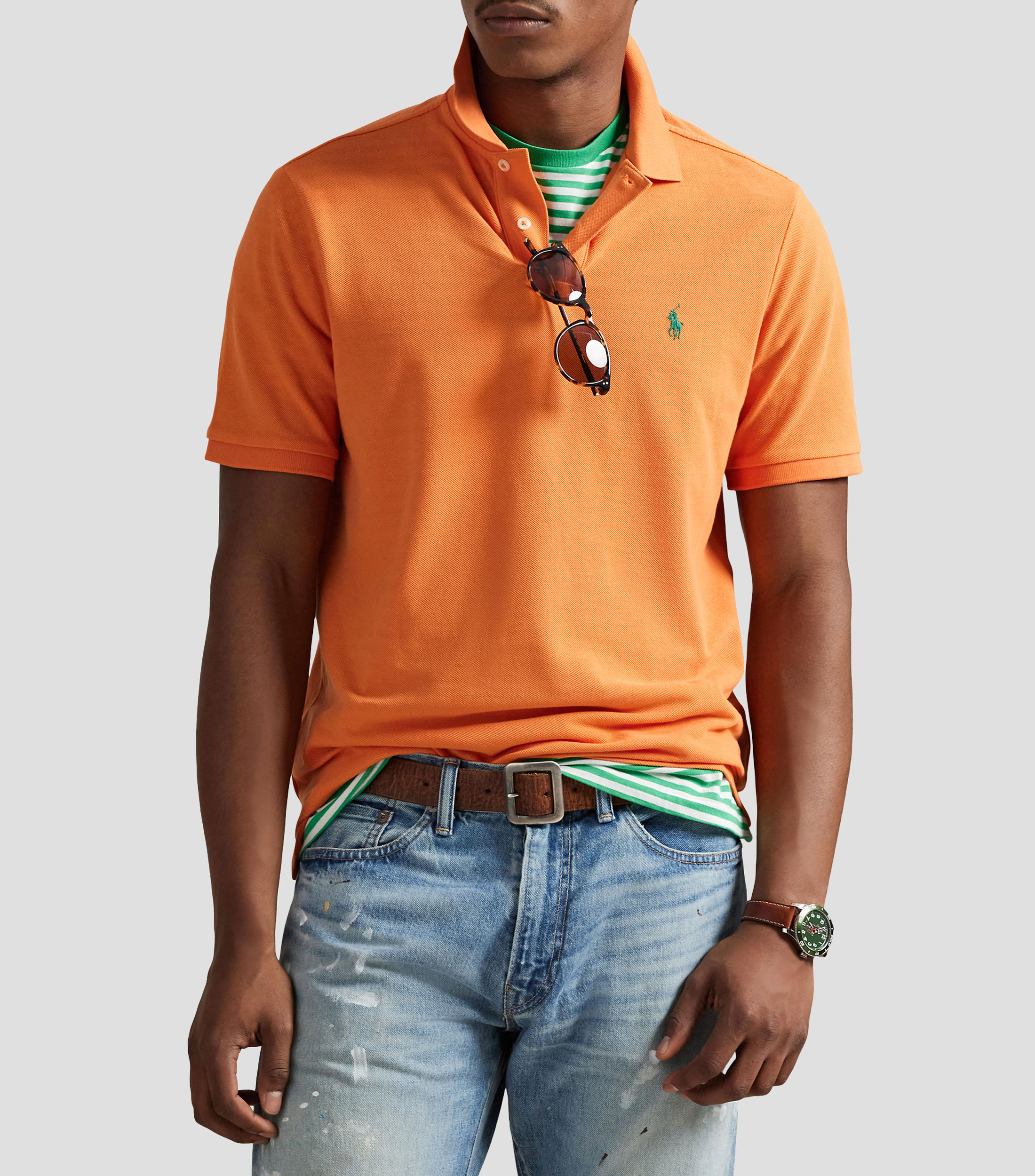 Playera polo manga corta lisa Hombre