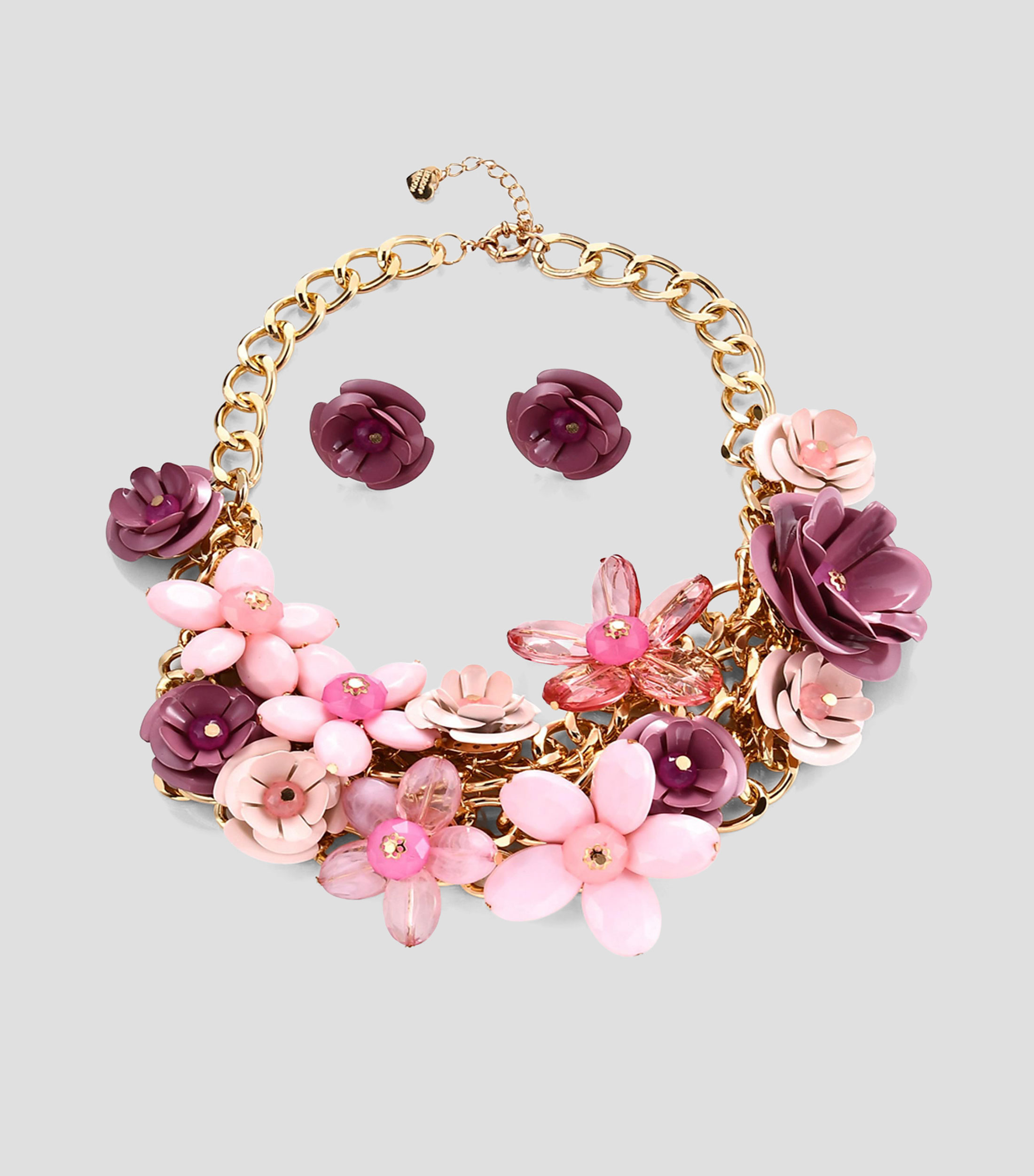 Set de collar y aretes flor Mujer