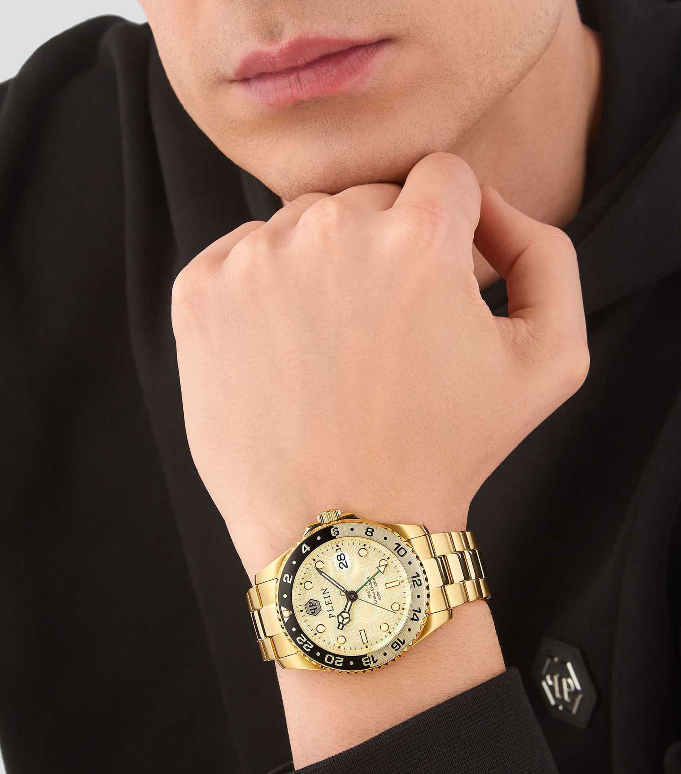 Reloj para Hombre GMT I Challenger casual dorado, negro