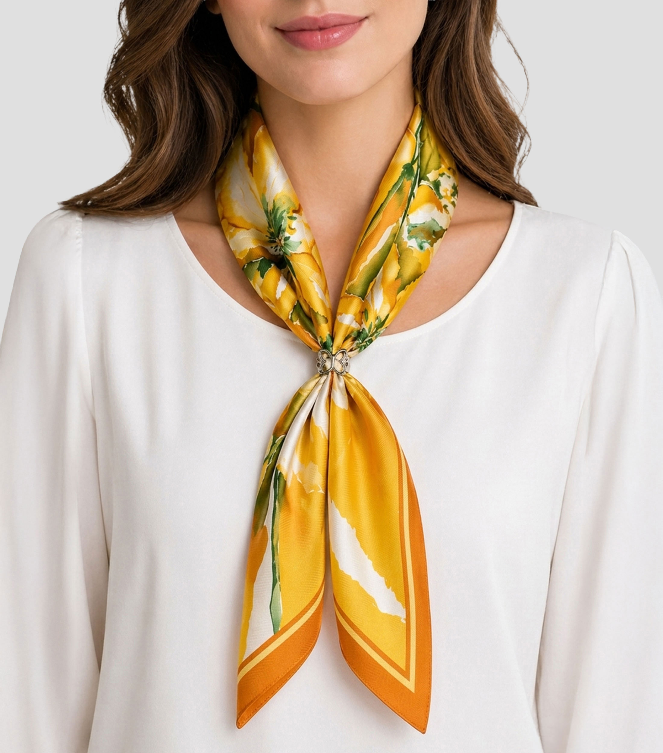 Mascada estampado floral con anillo Mujer