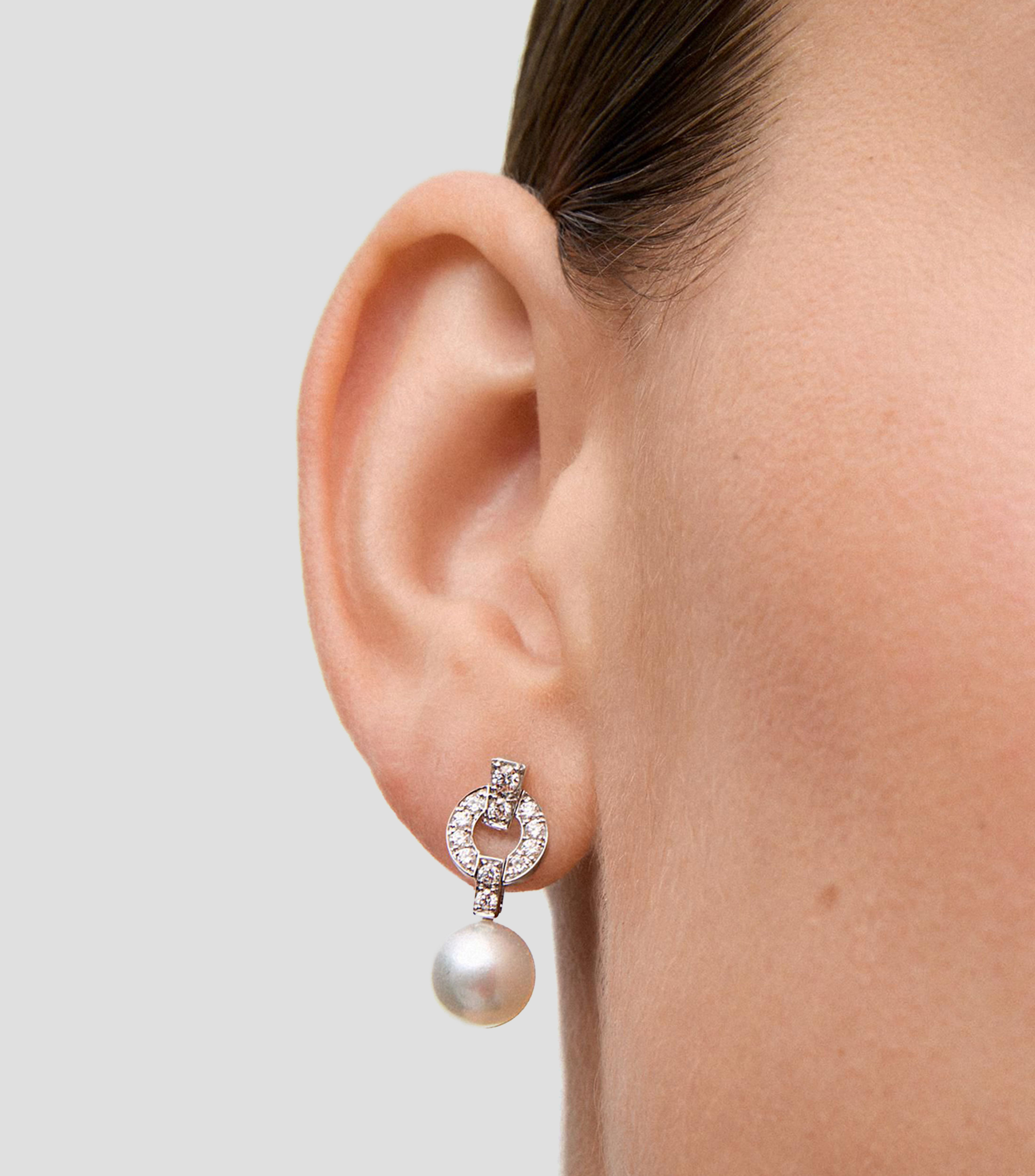 Aretes en Oro blanco de 18 Kilates con perlas Mujer