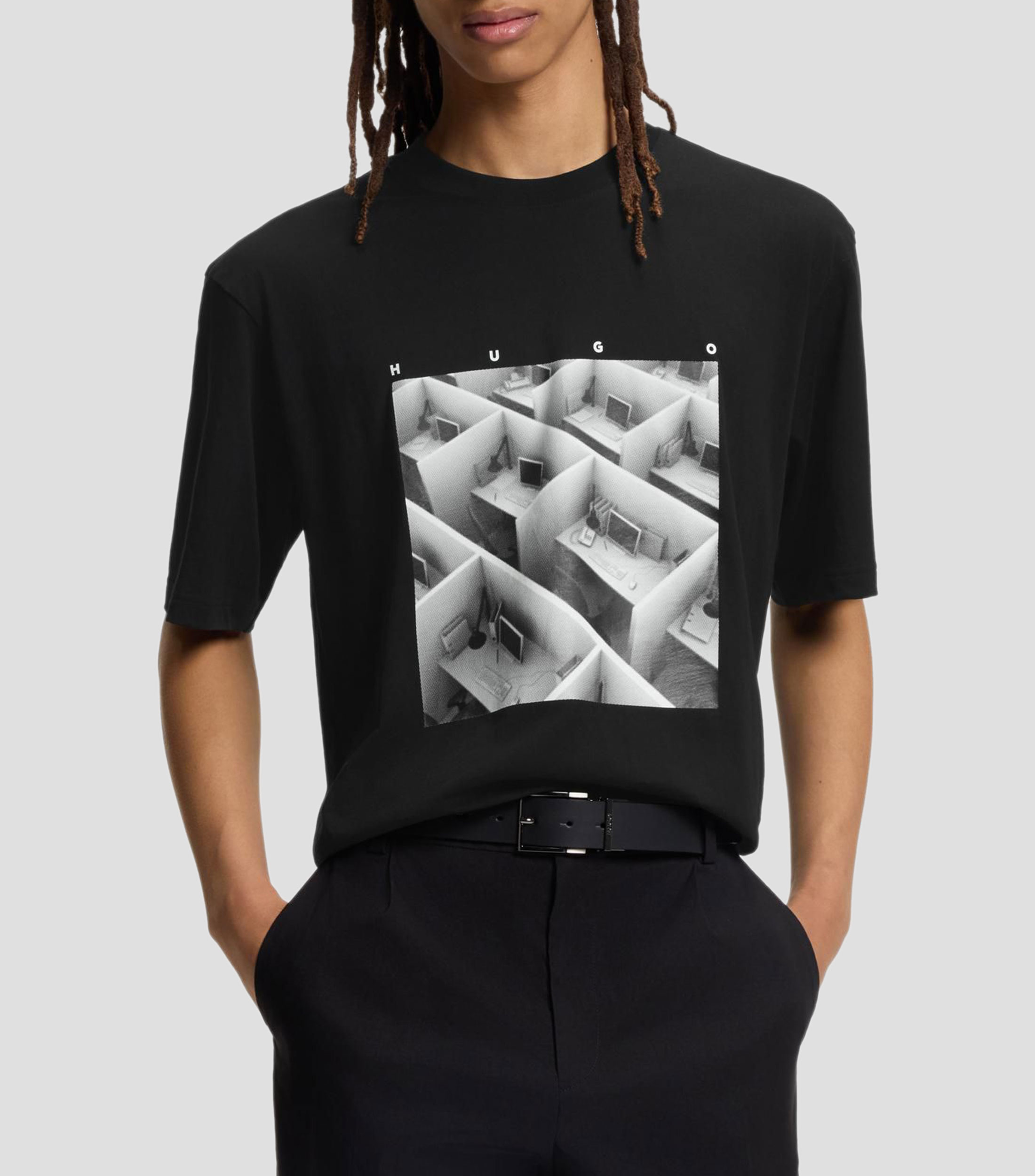 Playera en punto de algodón con ilustración estampada Hombre