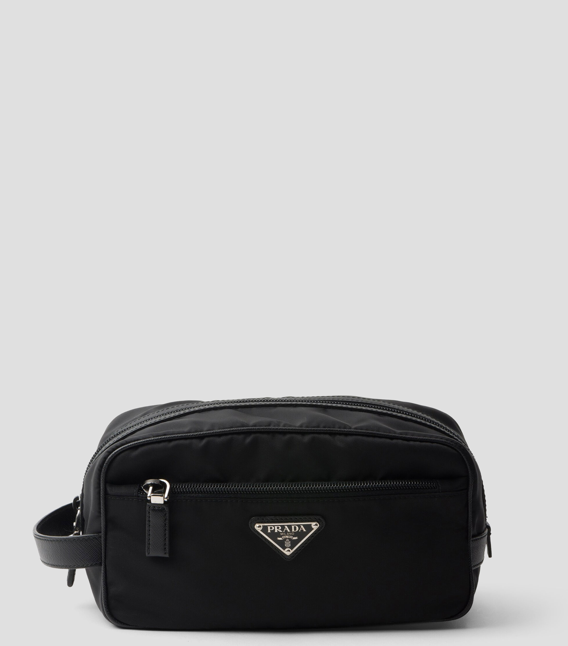 Bolso Pouch de viaje de re nylon y piel saffiano