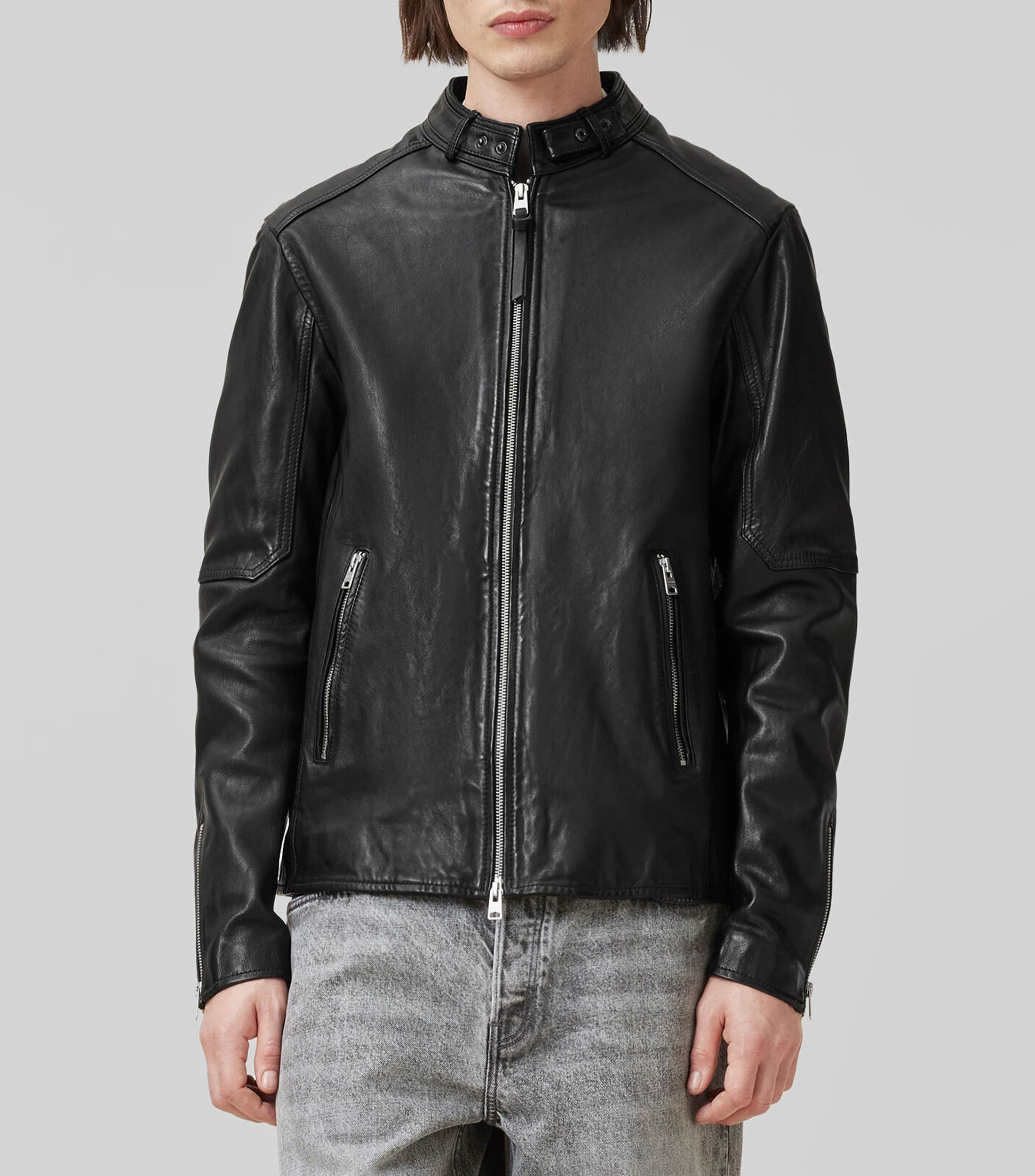 Chamarra Biker en piel Cora Hombre