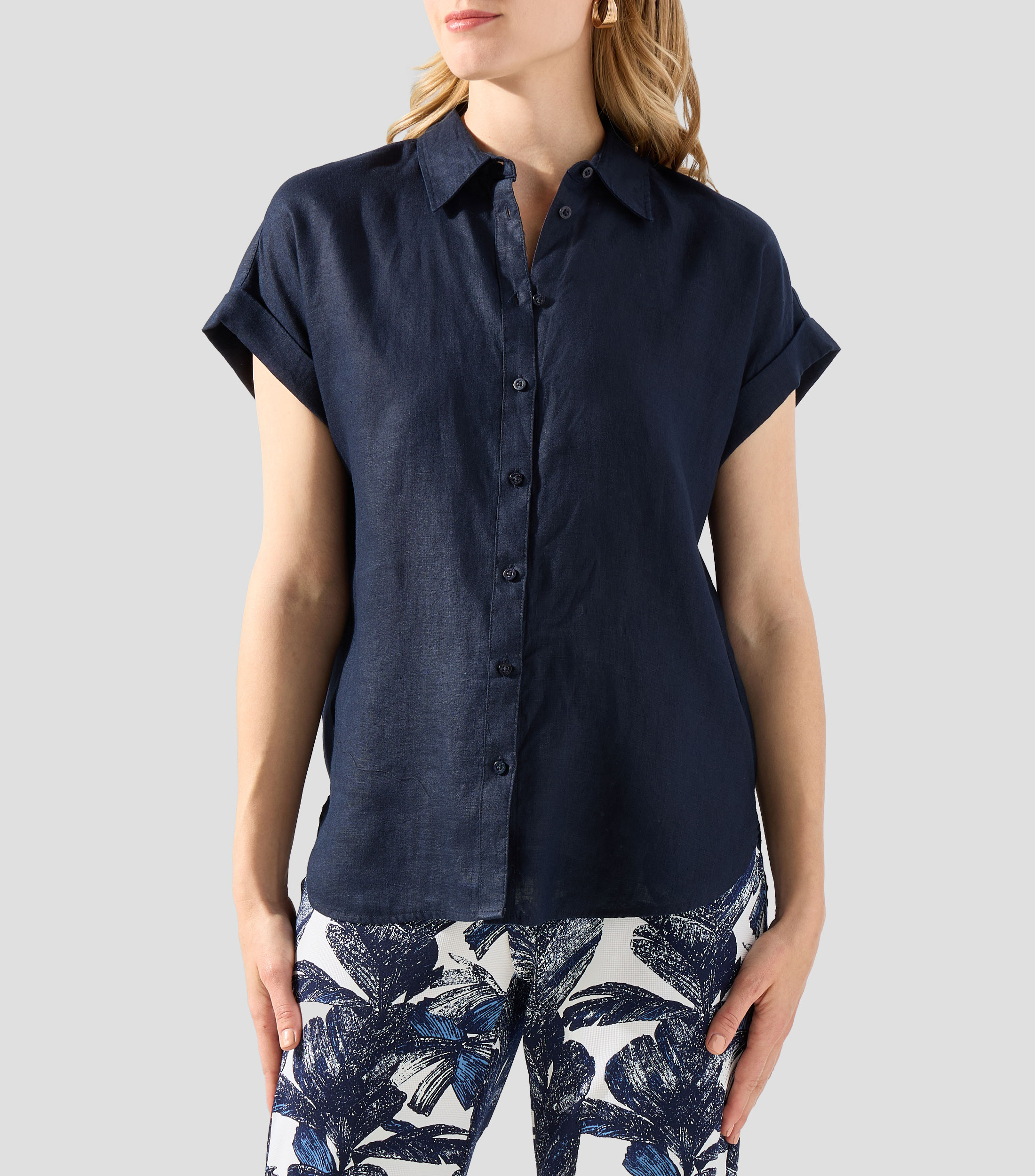 Camisa lisa manga corta Mujer