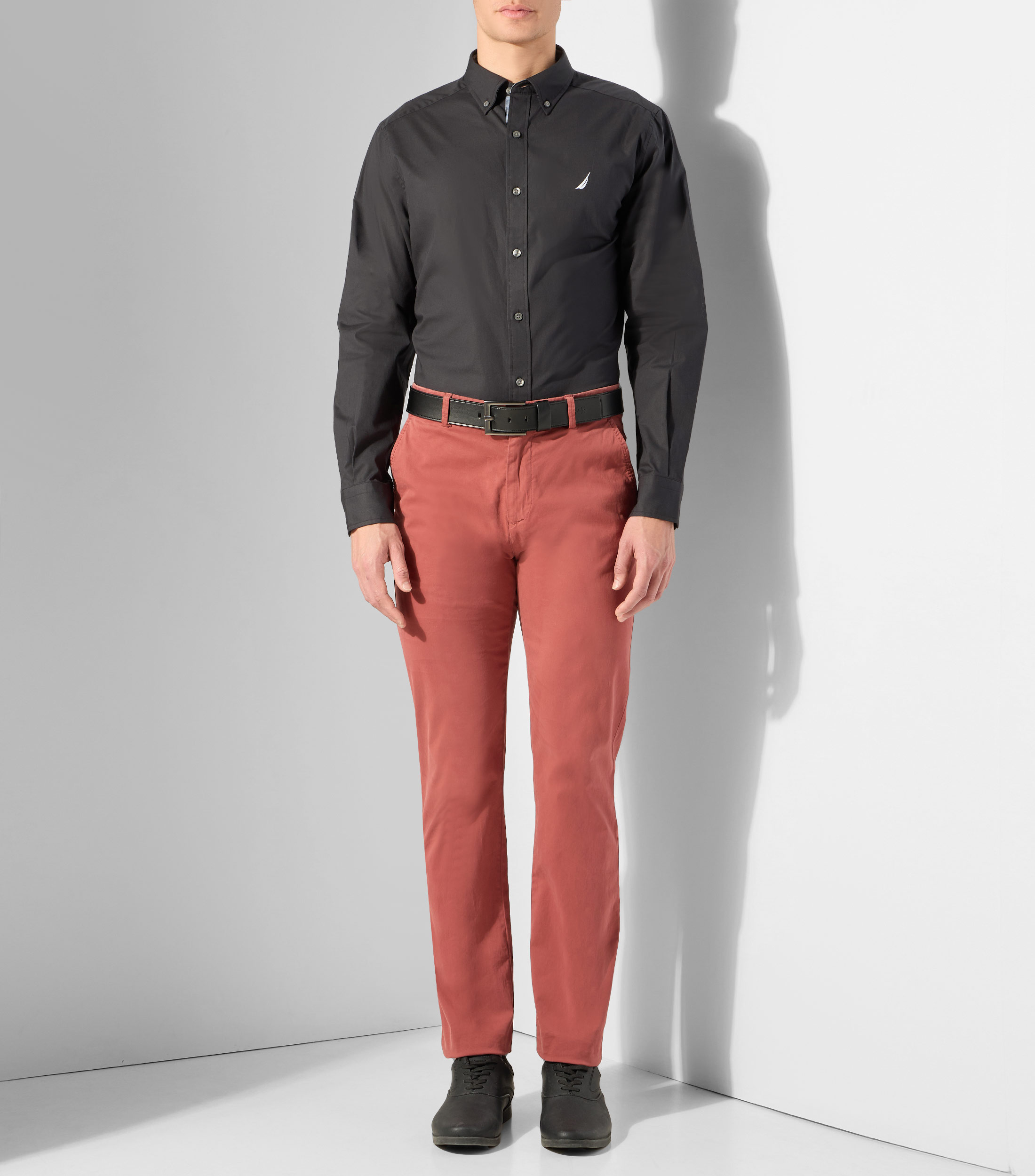 Camisa lisa con manga larga Hombre