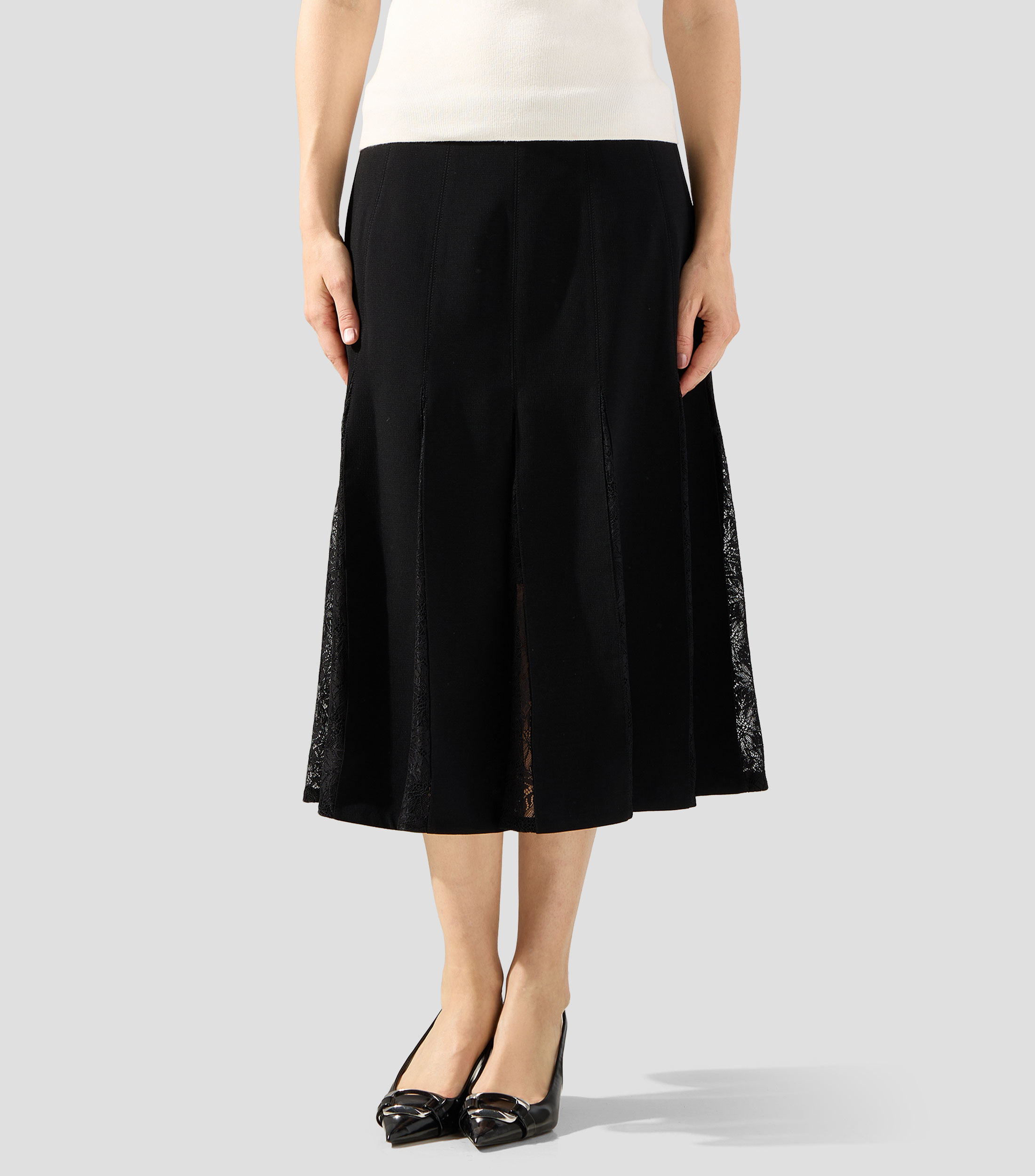Falda midi de corte A lisa Mujer