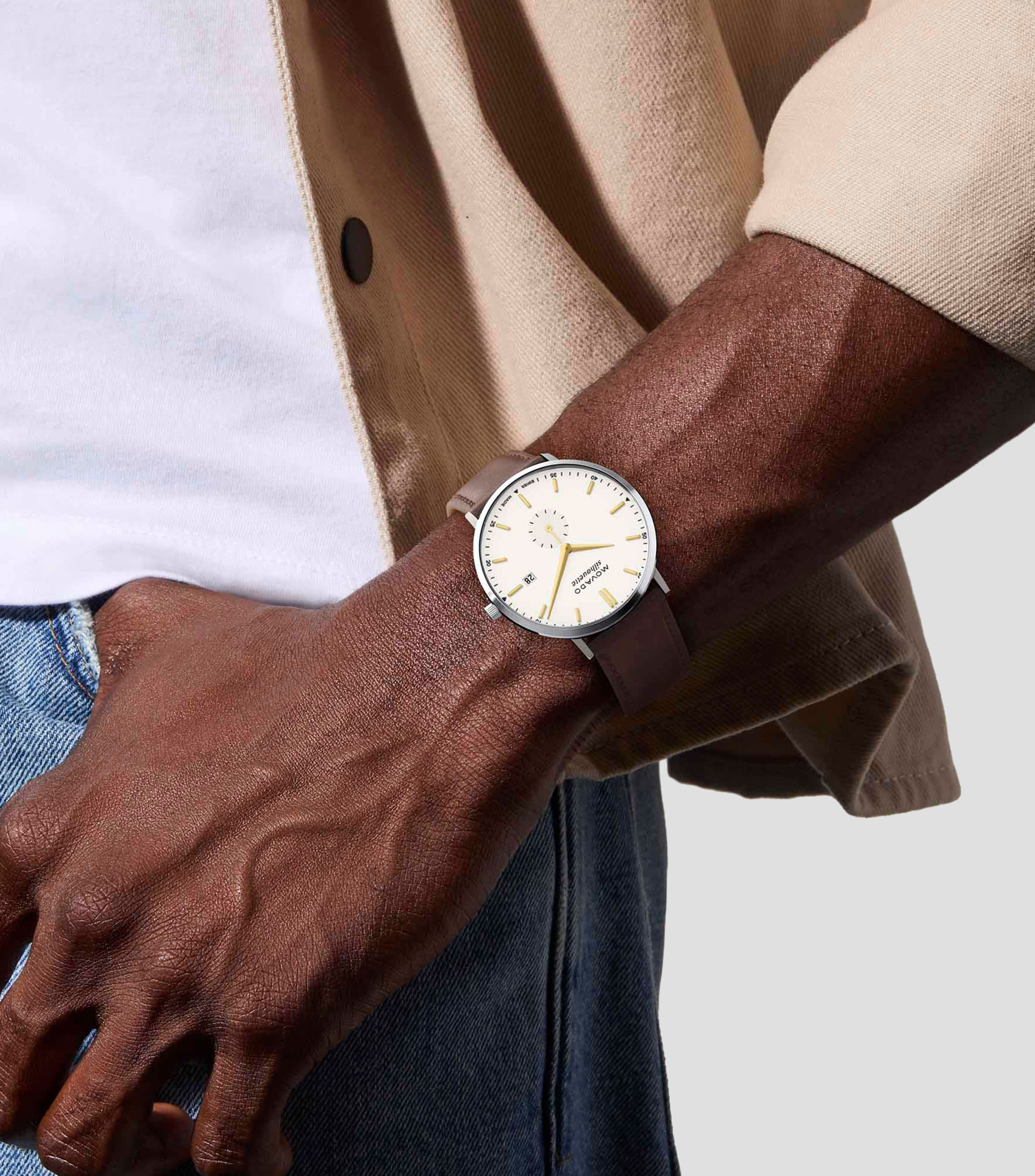 Reloj para Hombre Heritage Silhouette Casual Beige, Plateado