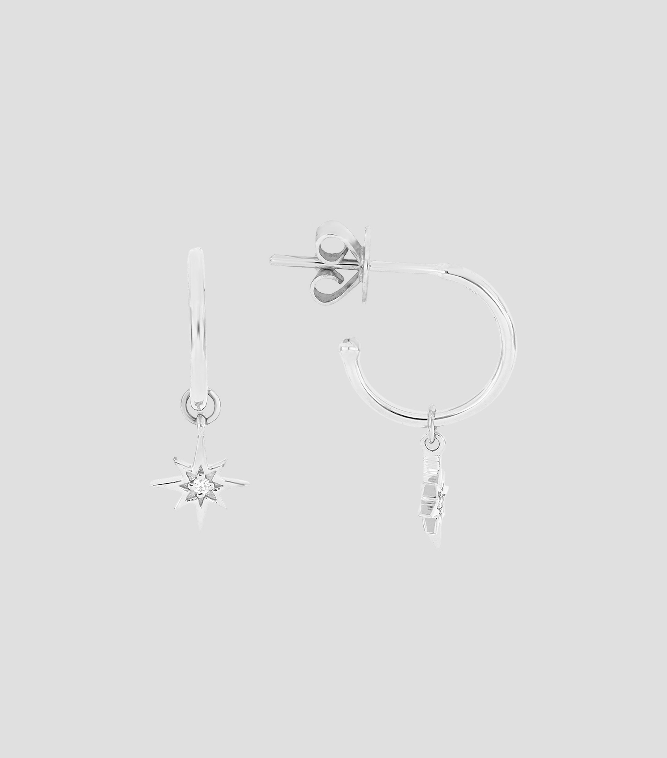 Aretes en oro blanco 18 Kilates con diamante Mujer