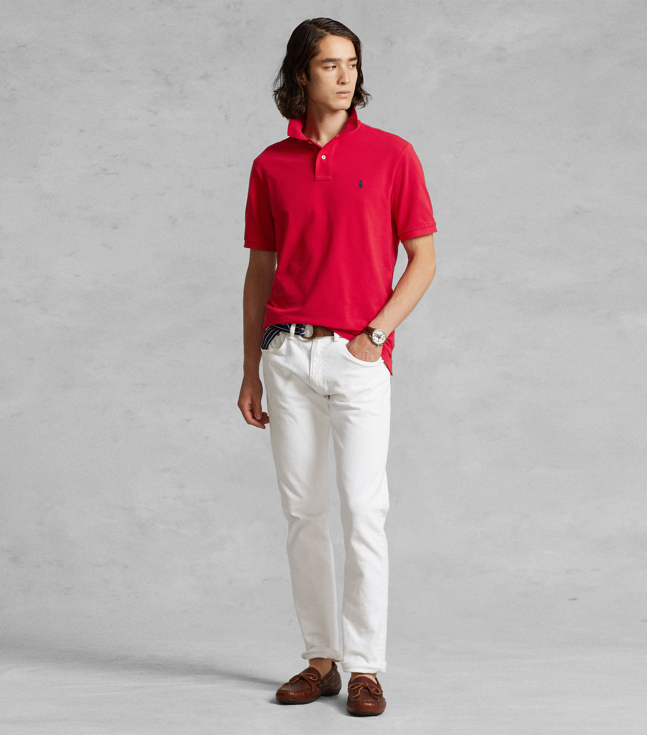 Playera Tipo Polo Roja Manga Corta Hombre