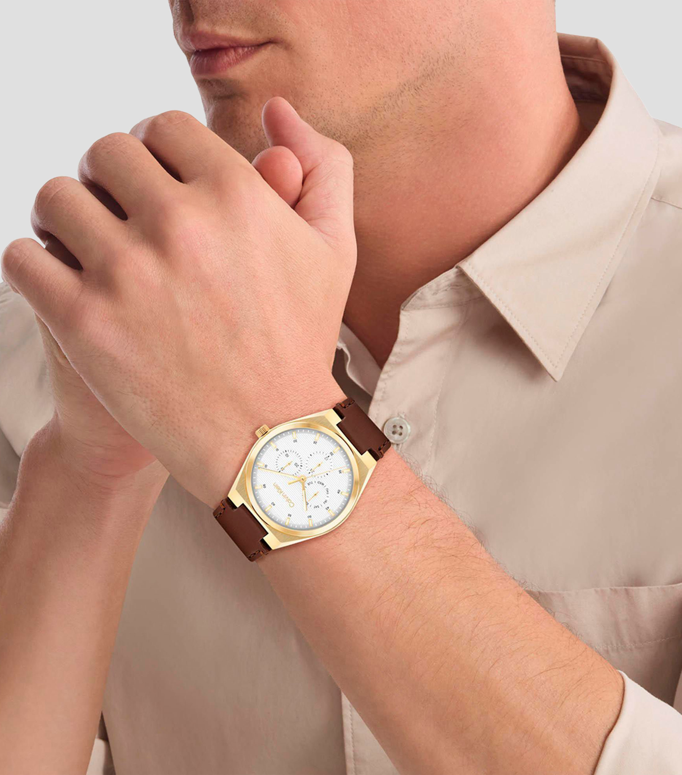 Reloj para Hombre CK Motion casual dorado, café
