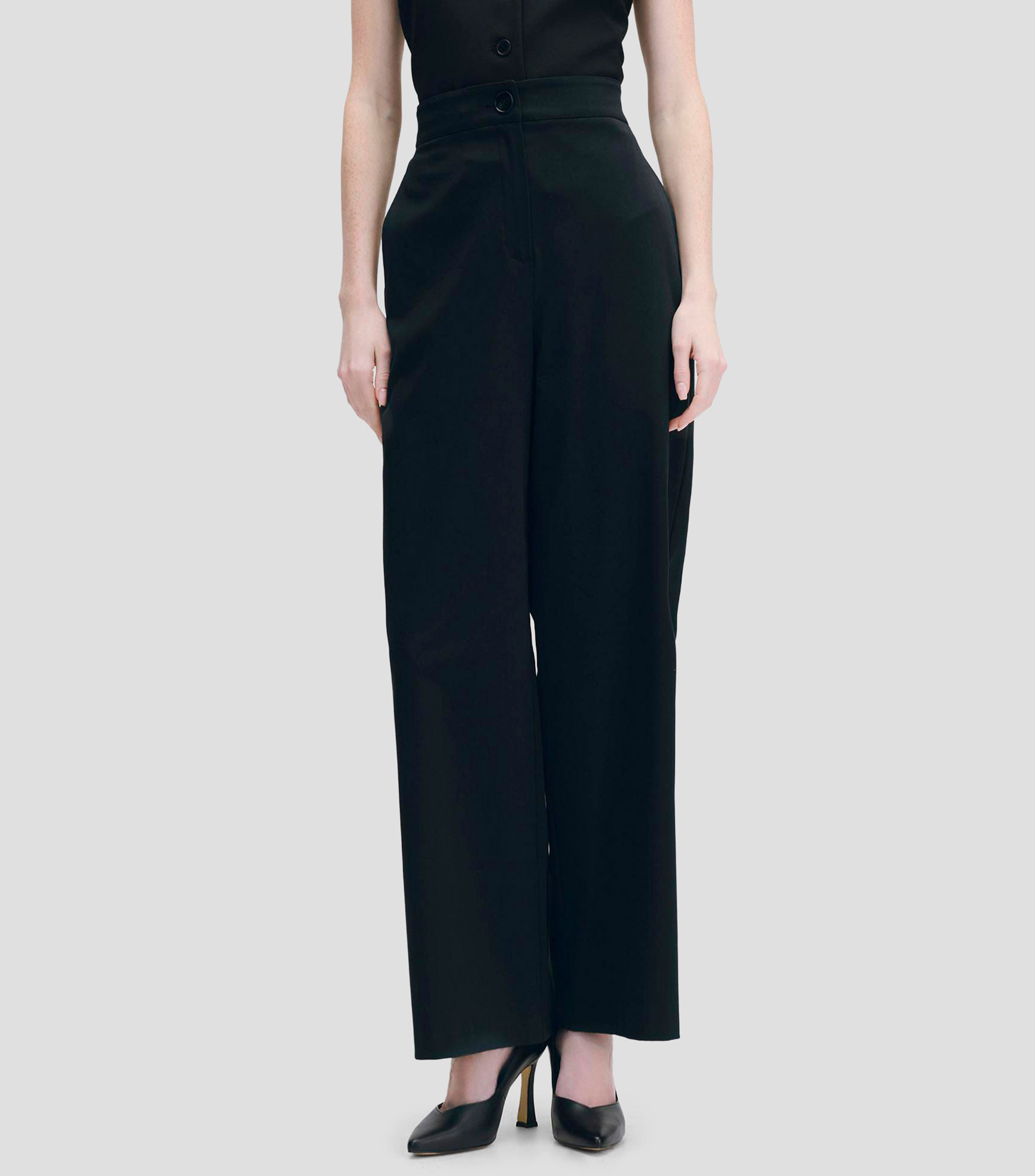 Pantalón Wideleg Tiro Alto Pretina Enresortada Mujer