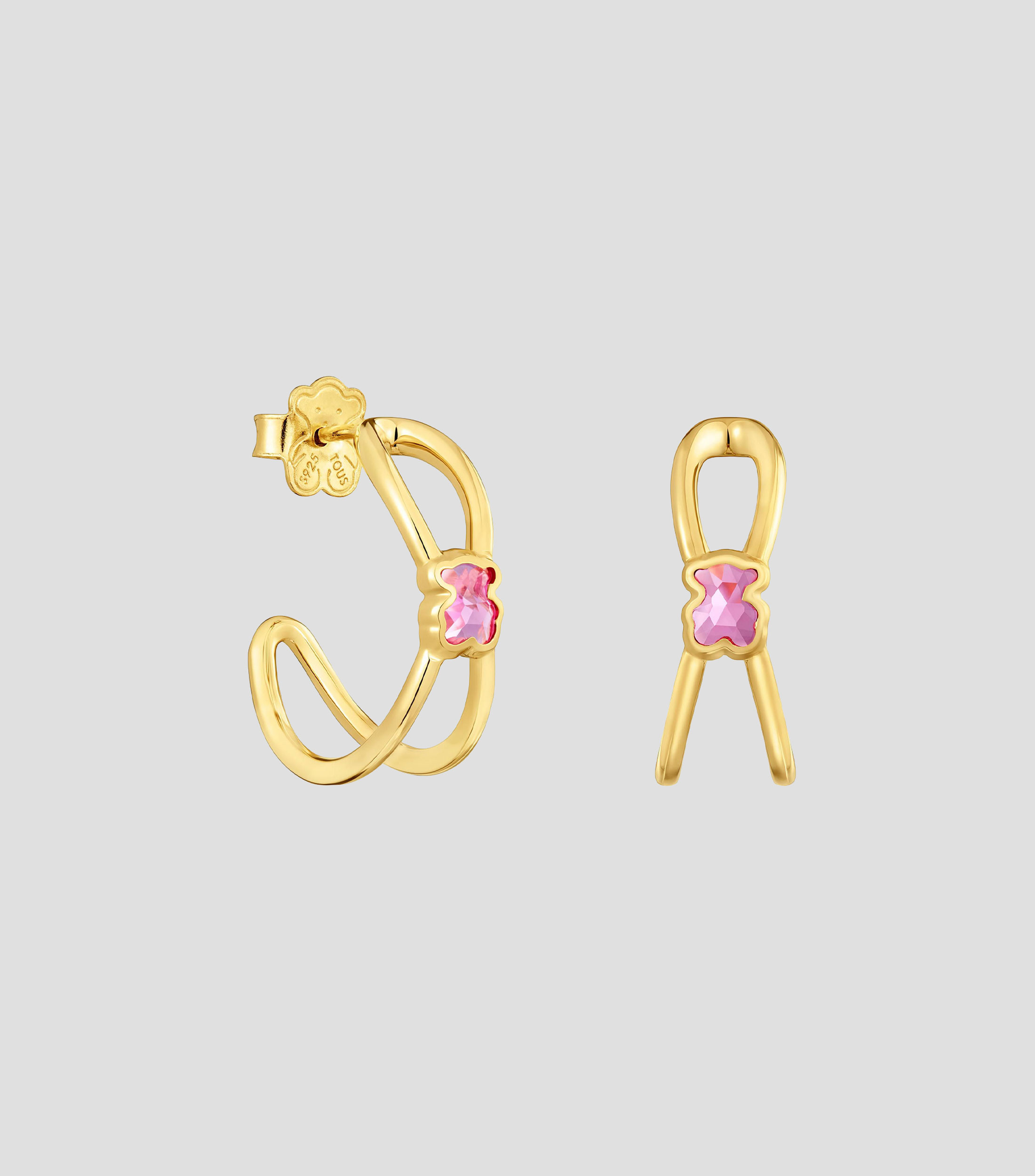Aretes de aro con oso Mujer