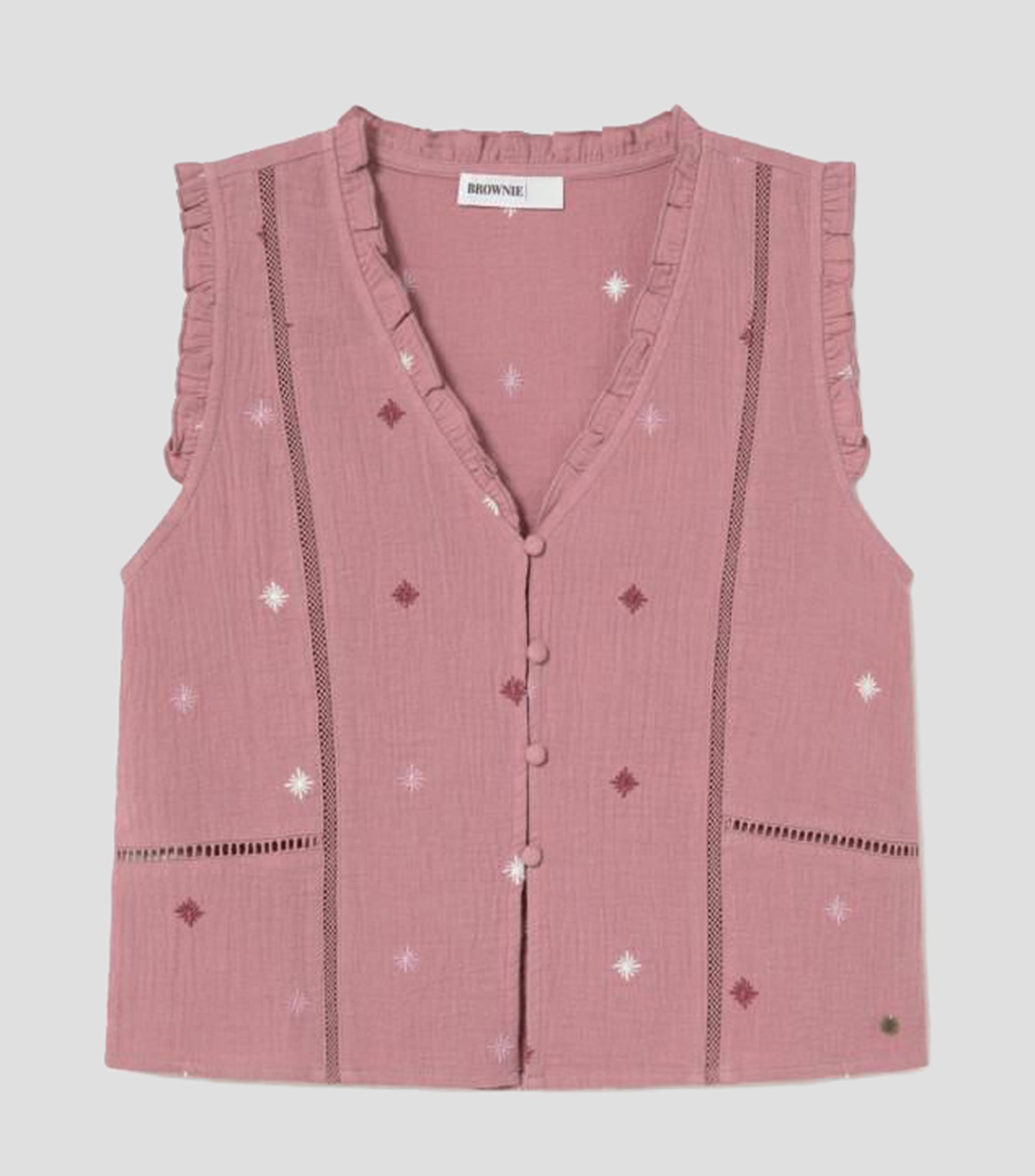 Blusa con microdiseños sin mangas Mujer