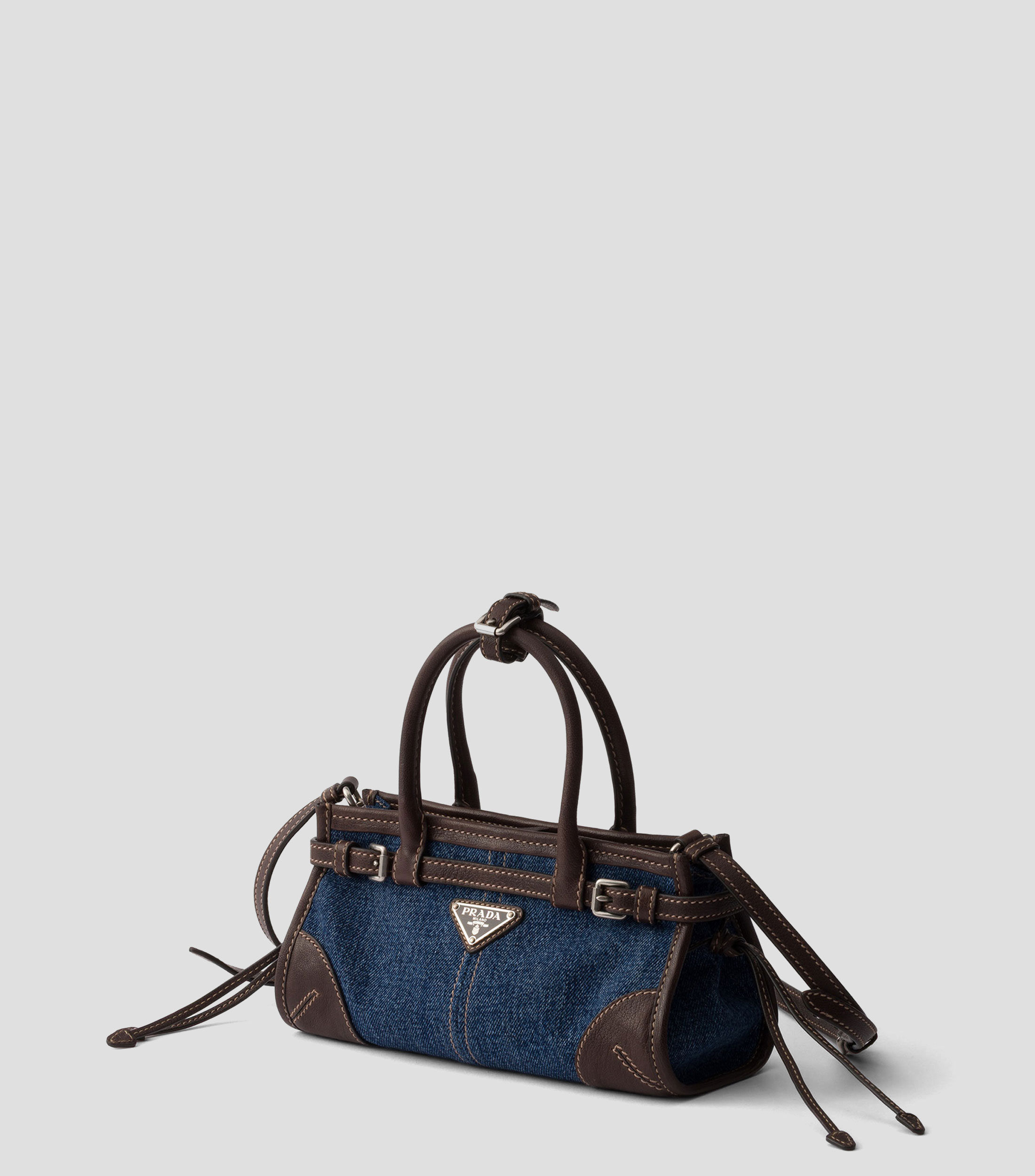 Bolsa Tote Azul Bonnie con Detalles en Piel, Mujer