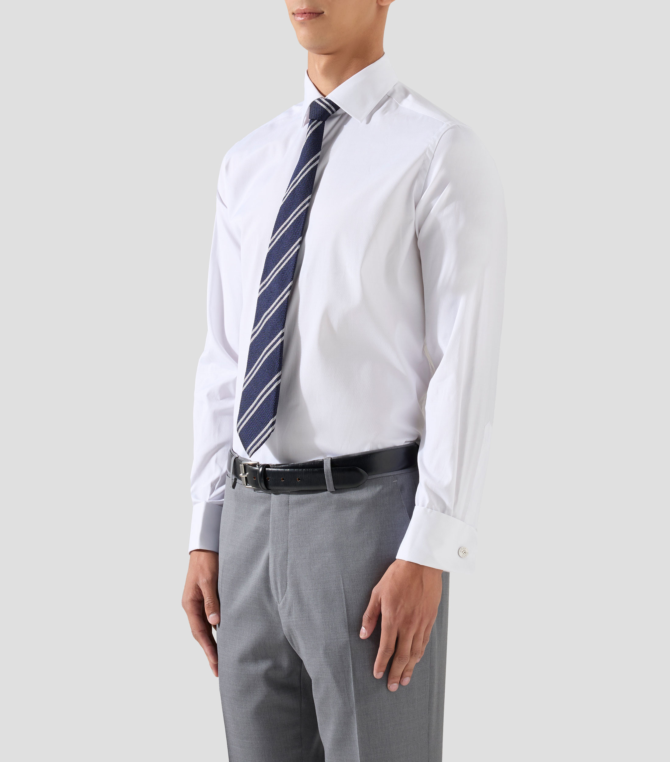 Camisa de vestir lisa con manga larga Hombre