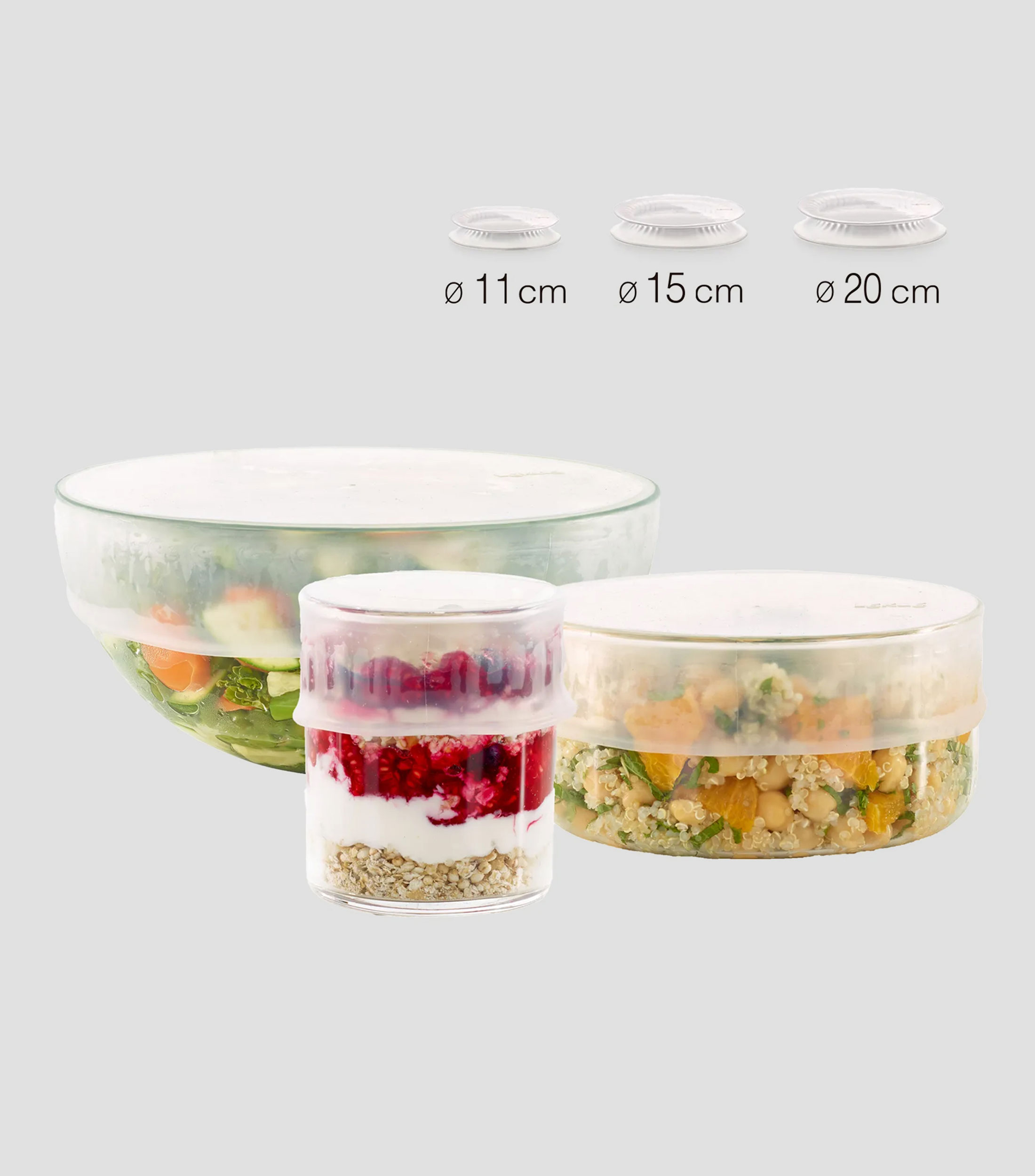 Set 3 tapas extensibles reutilizables