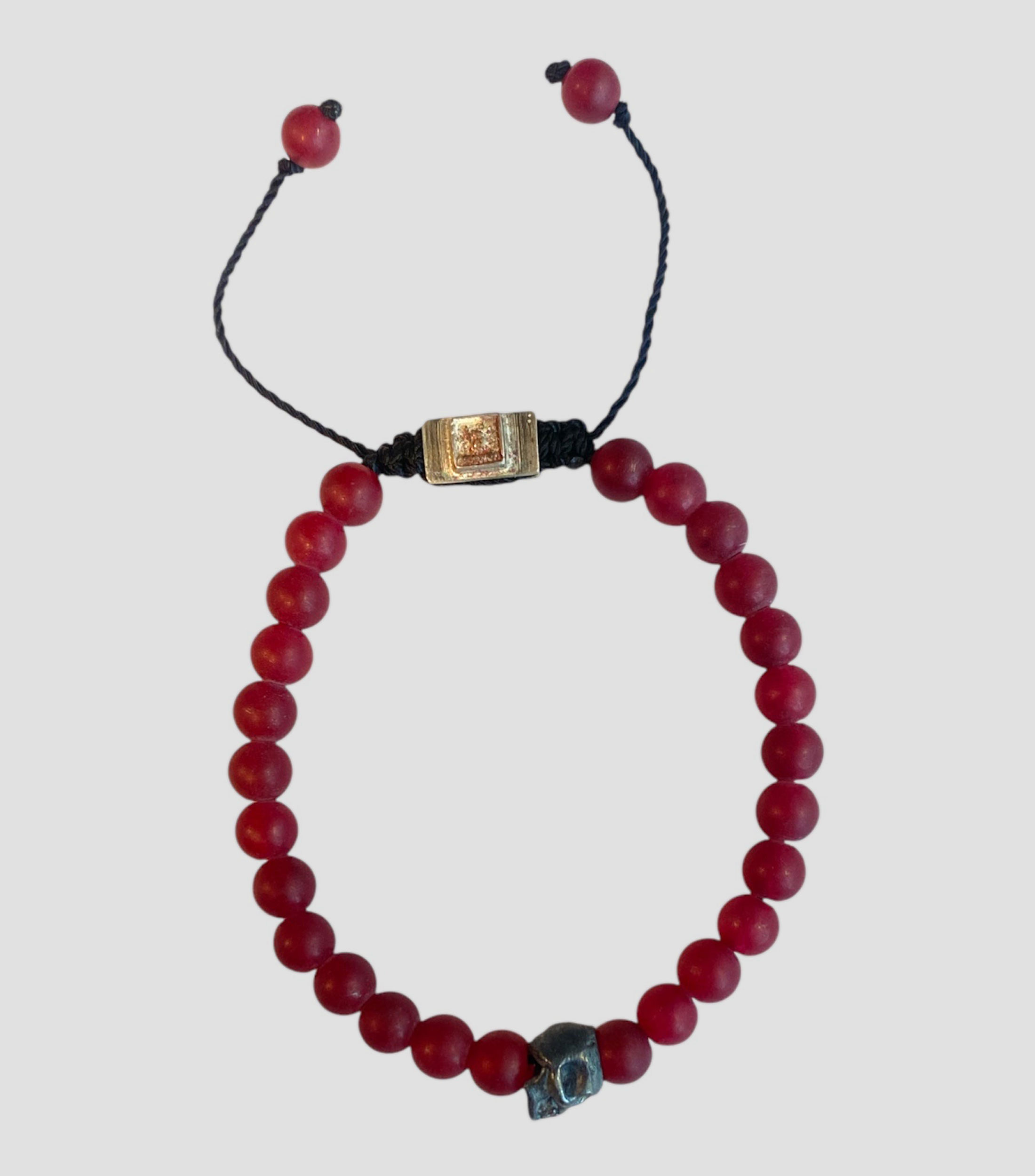Pulsera One Skull Granate rojo Hombre