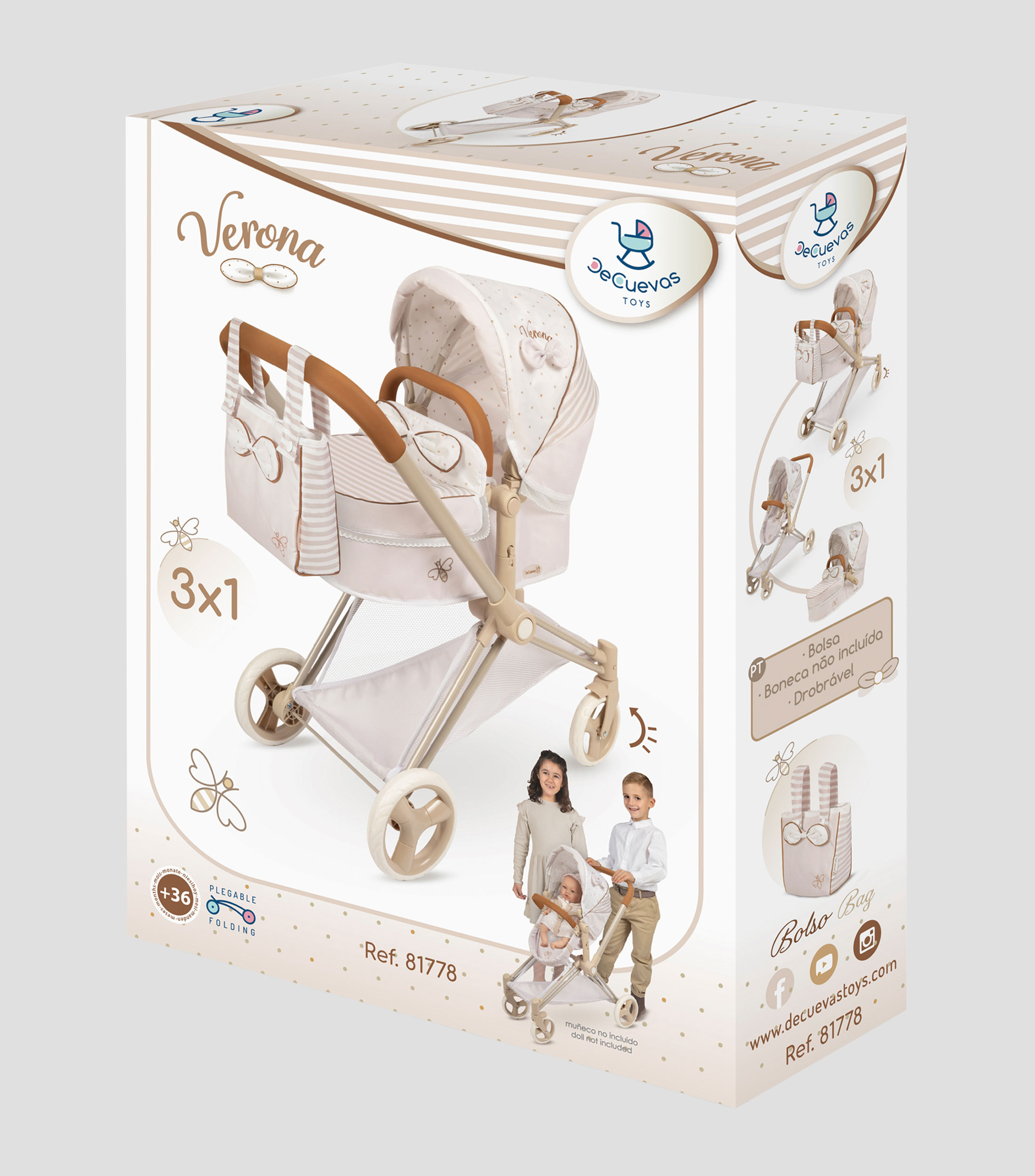 Coche de Muñecas plegable 3 en 1 Verona