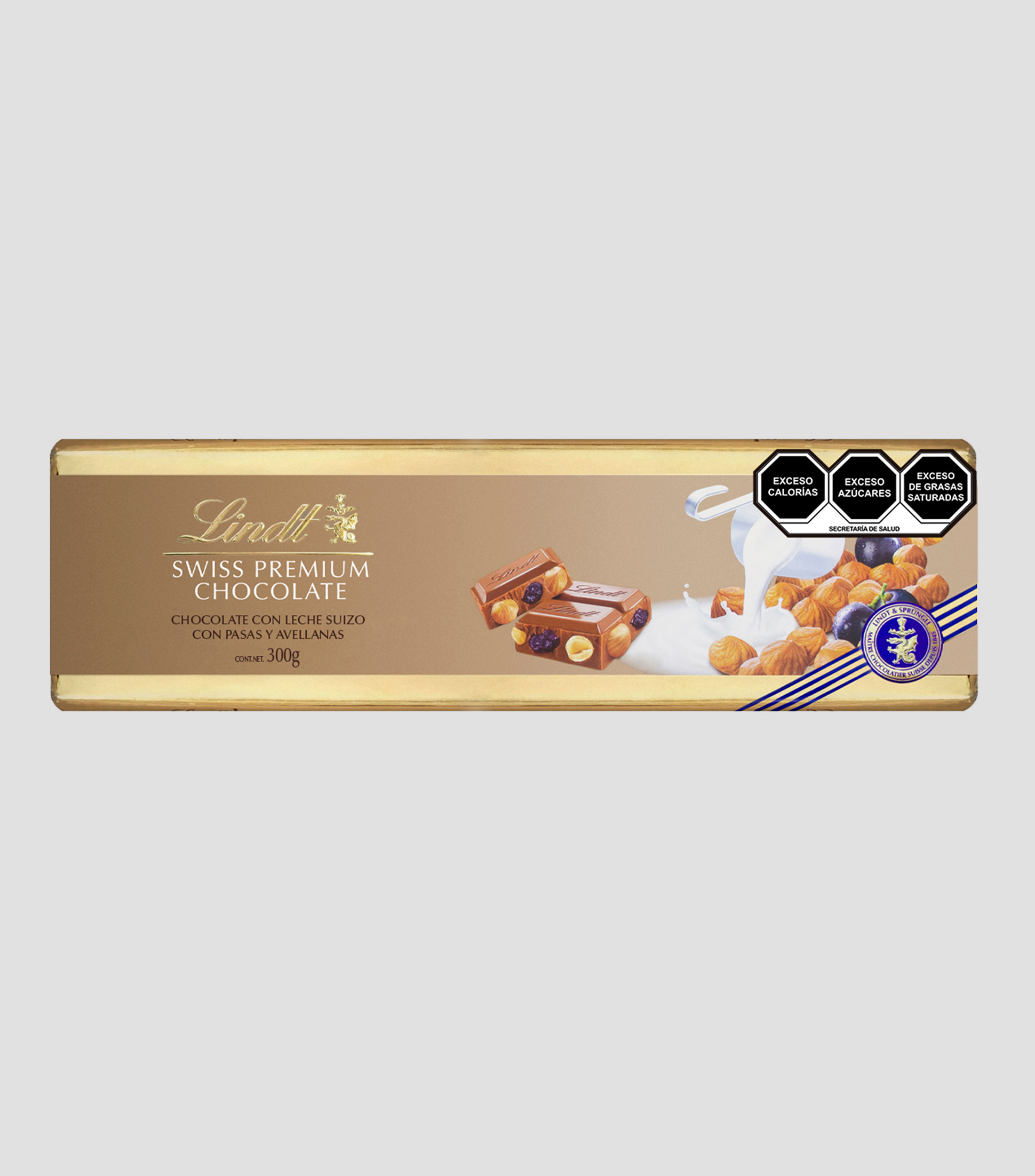Chocolate Swiss Premium con Leche, Pasas y Avellanas, 300 gr