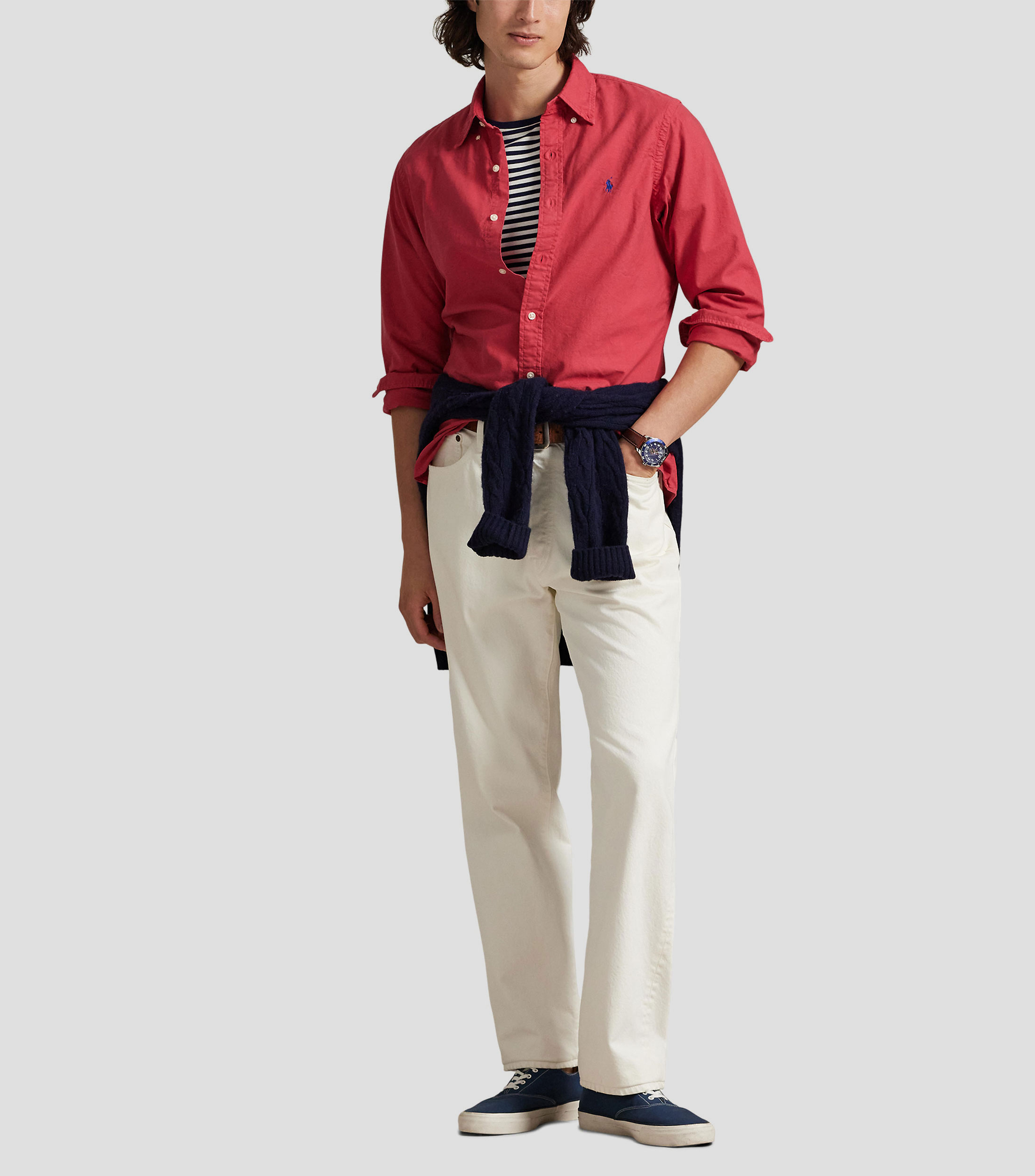 Camisa lisa manga larga Hombre