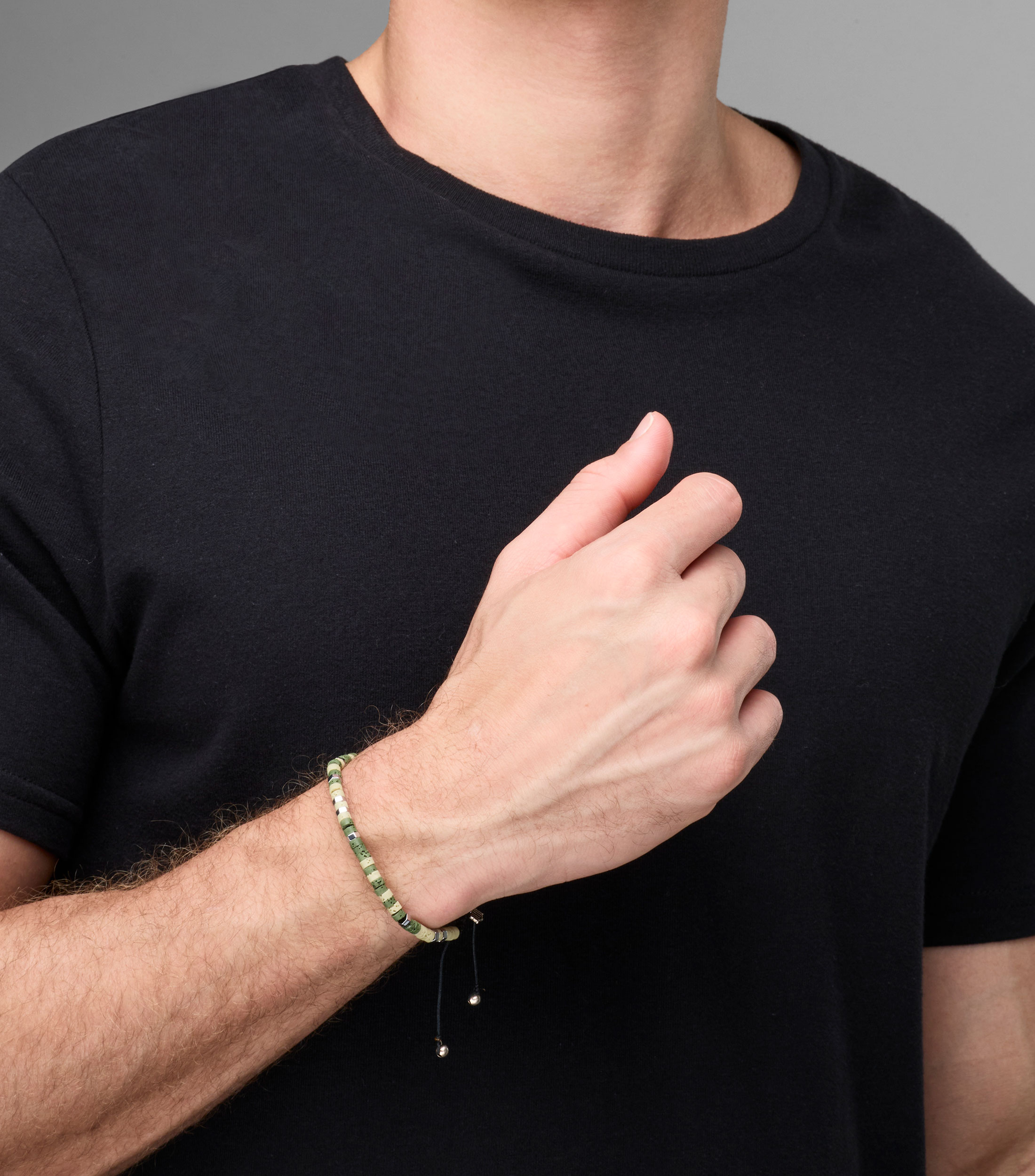 Pulsera con rondanas de piedra volcánica Hombre