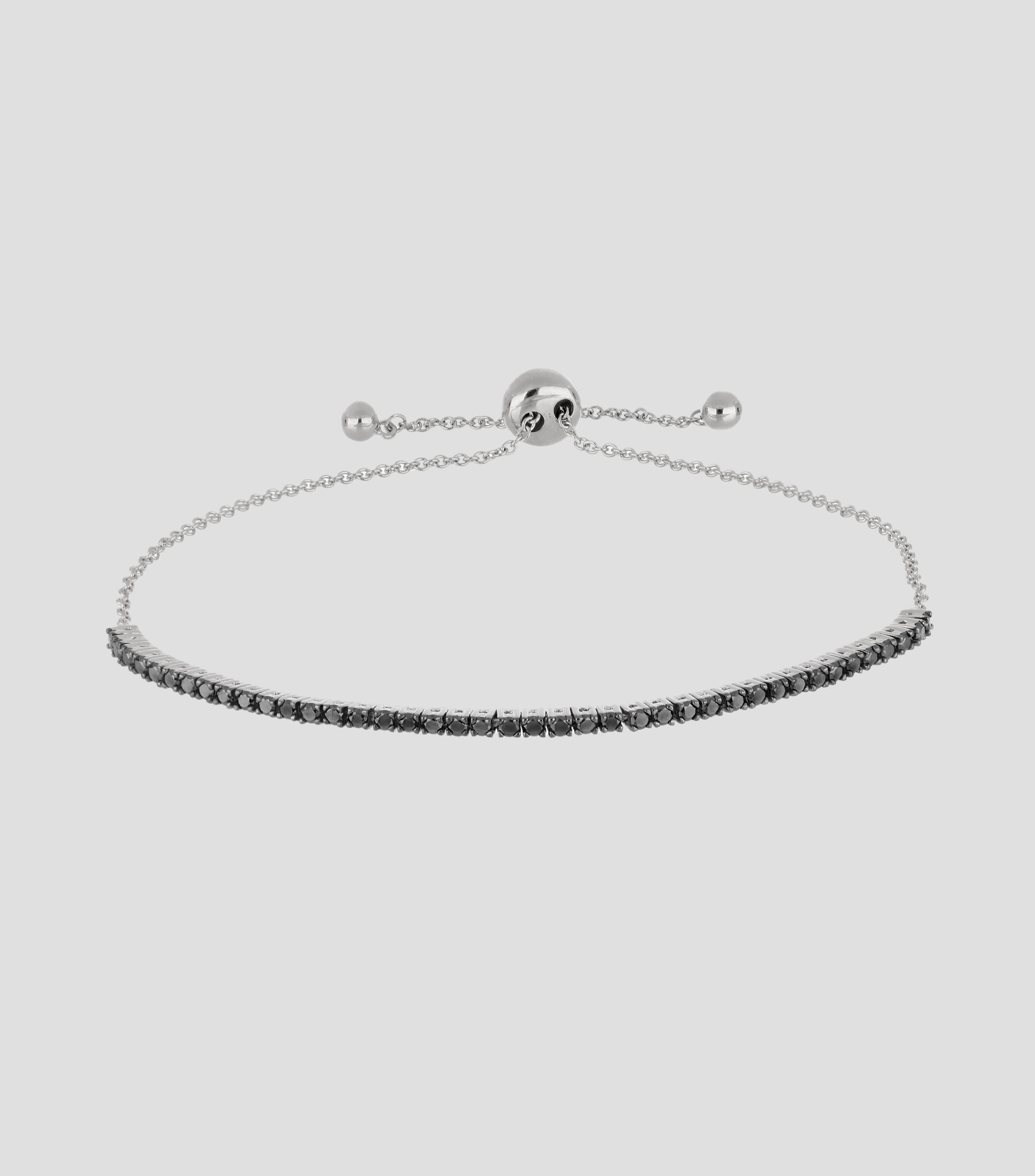 Pulsera en oro blanco de 14 kilates con diamantes negros Mujer