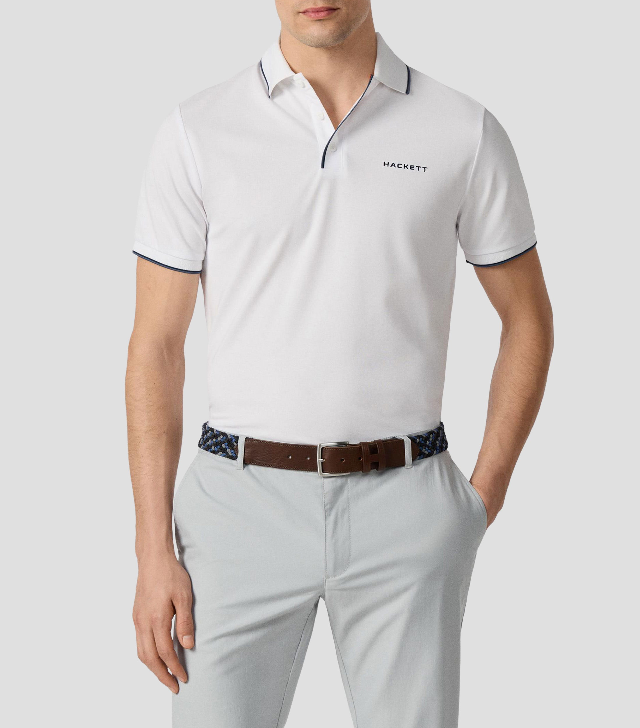 Playera tipo polo manga corta lisa Hombre