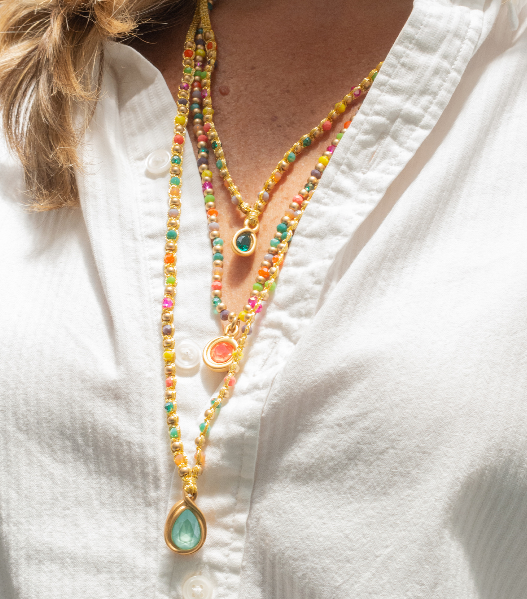 Collar largo con cristales Mujer