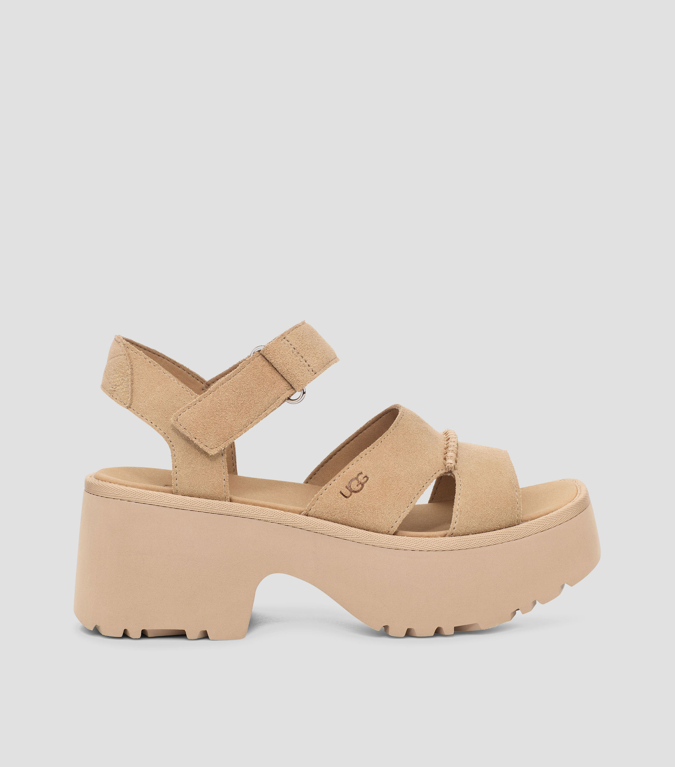Sandalias de pulsera con tacon medio ancho en cuero Mujer