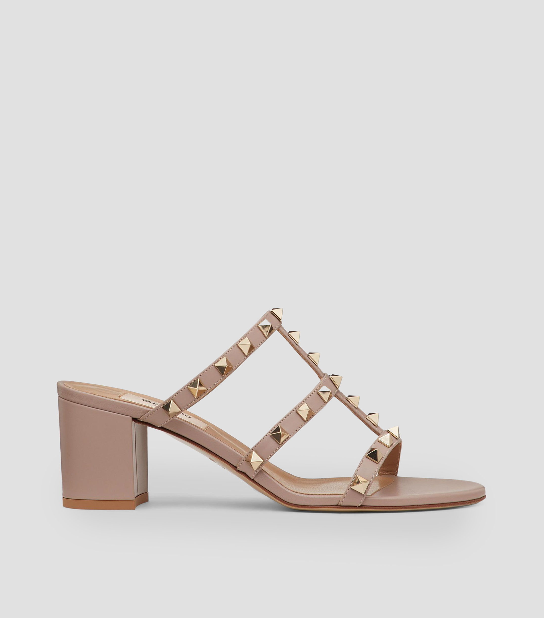 Sandalias con tacón medio ancho Rockstud Mujer