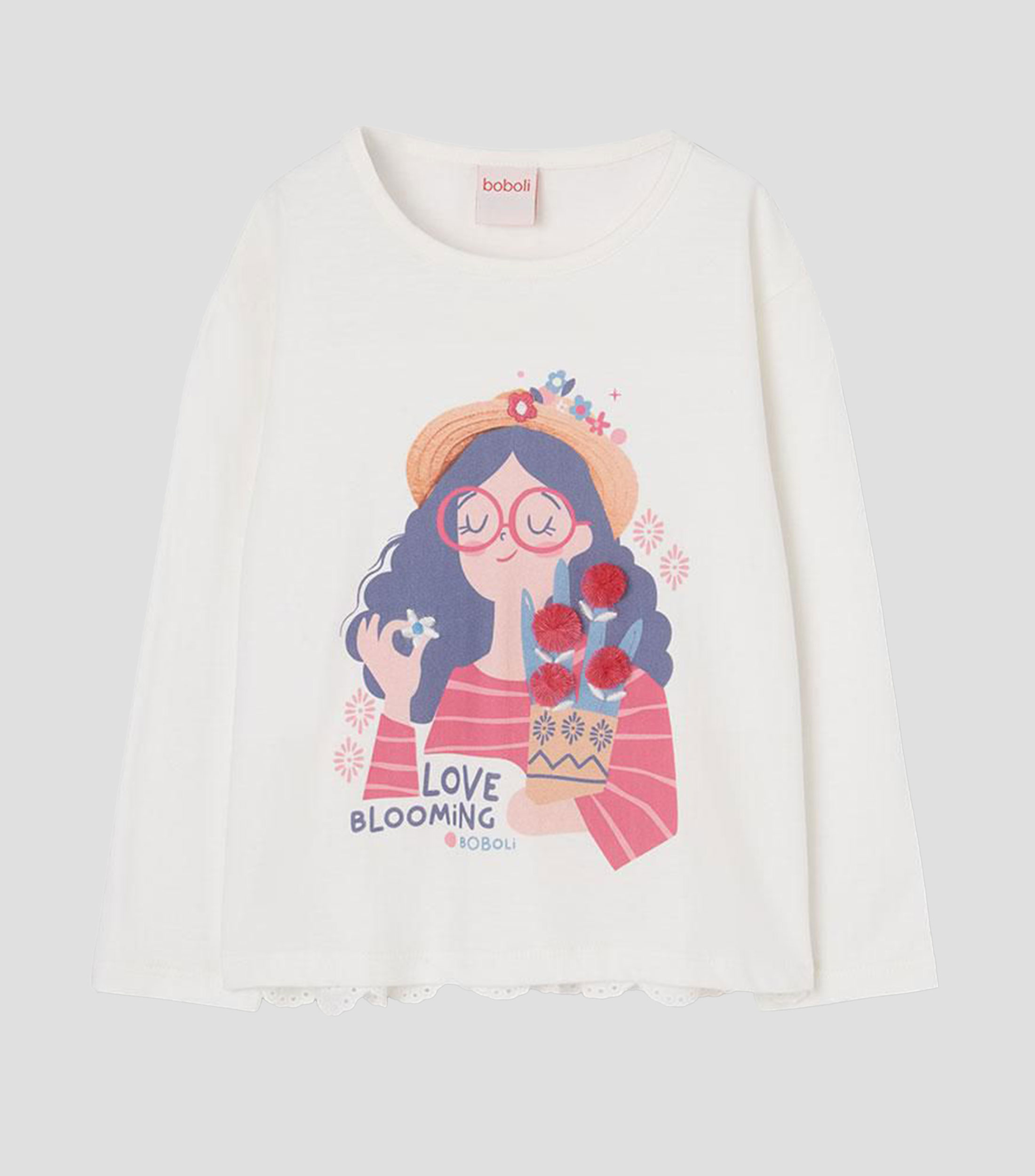 Playera cuello redondo manga larga con estampado Bebé