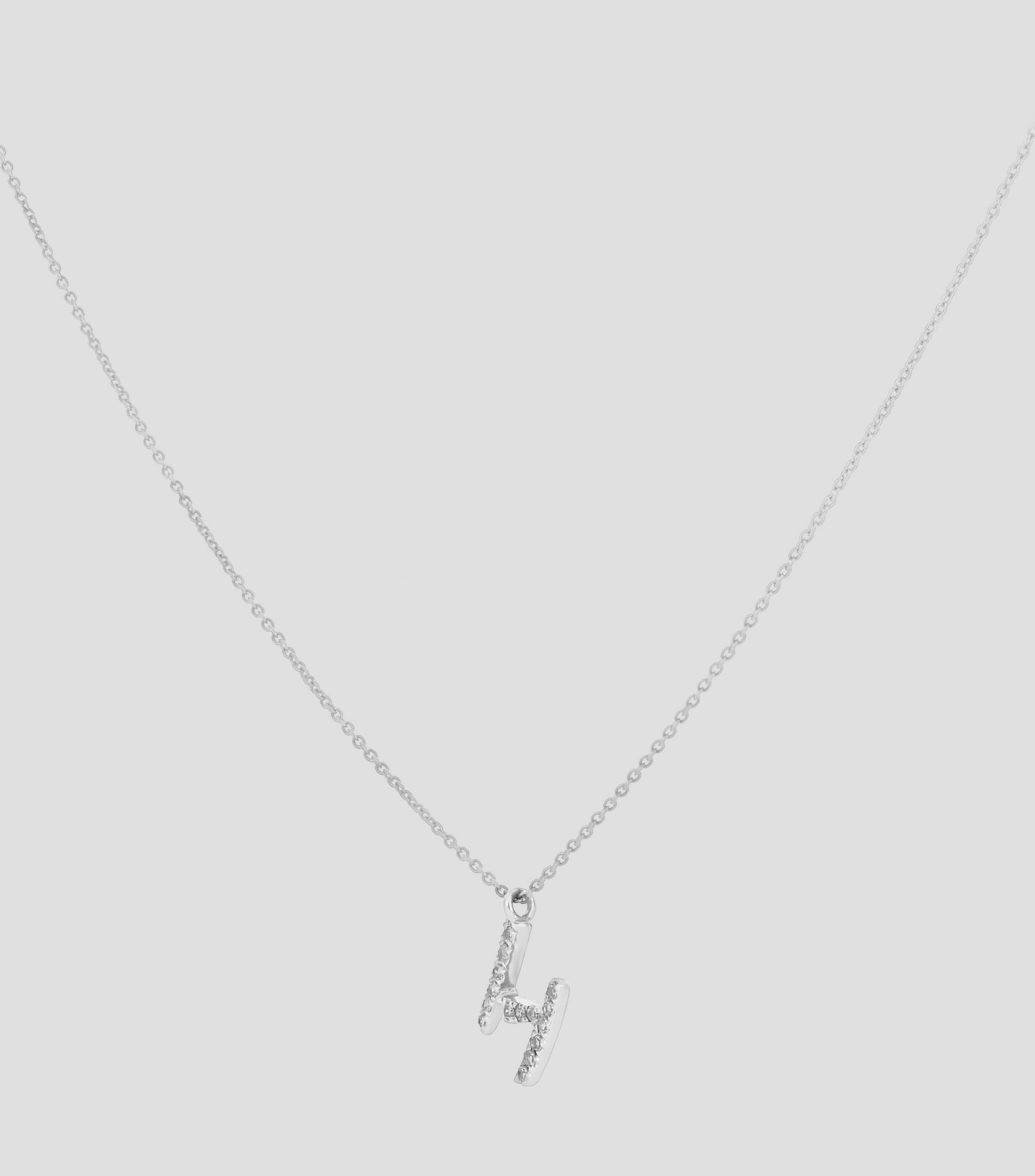 Dije en letra quotHquot y cadena en Oro blanco 14 Kts Mujer